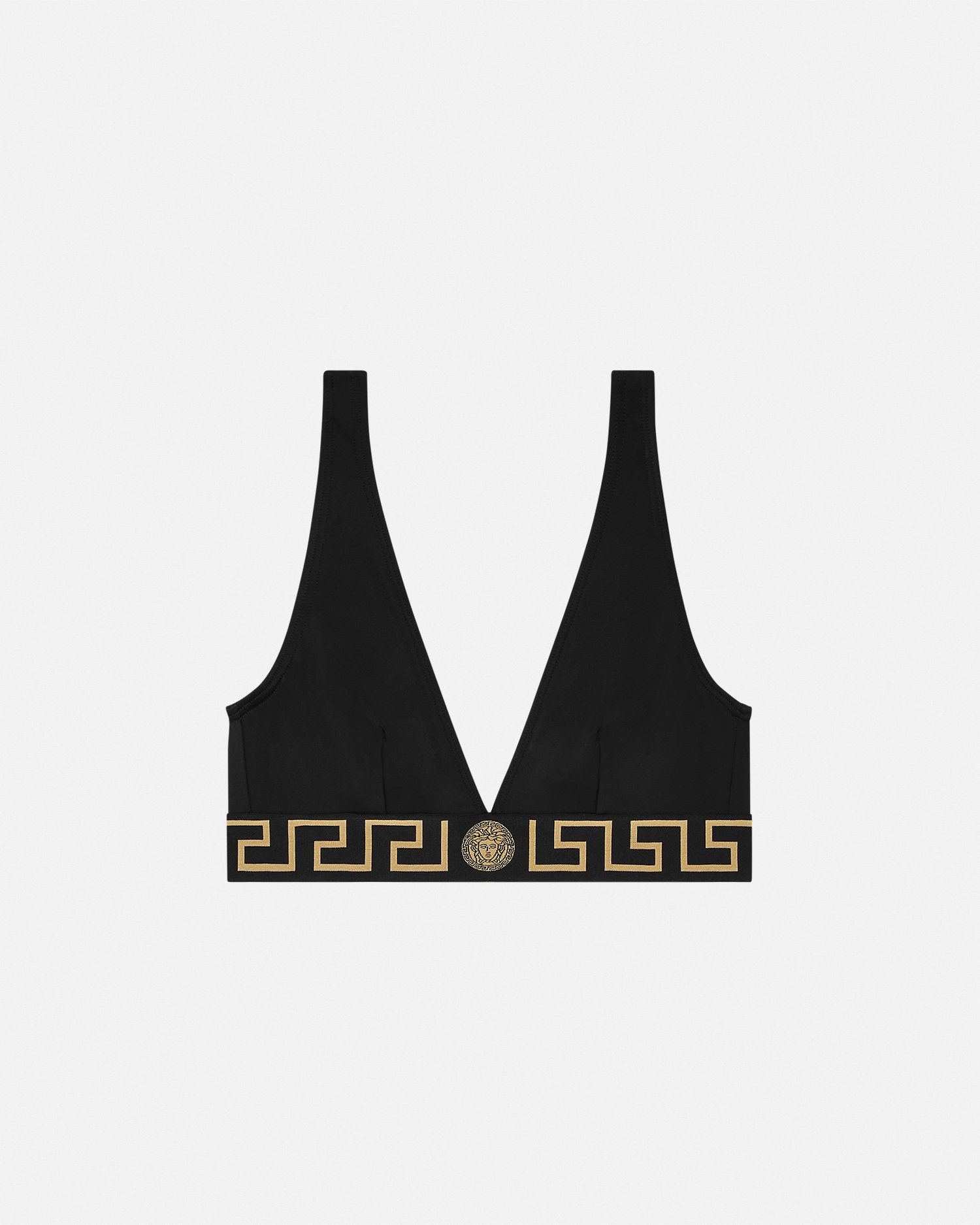 Versace Greca Border Bikini Top In Noir Modesens