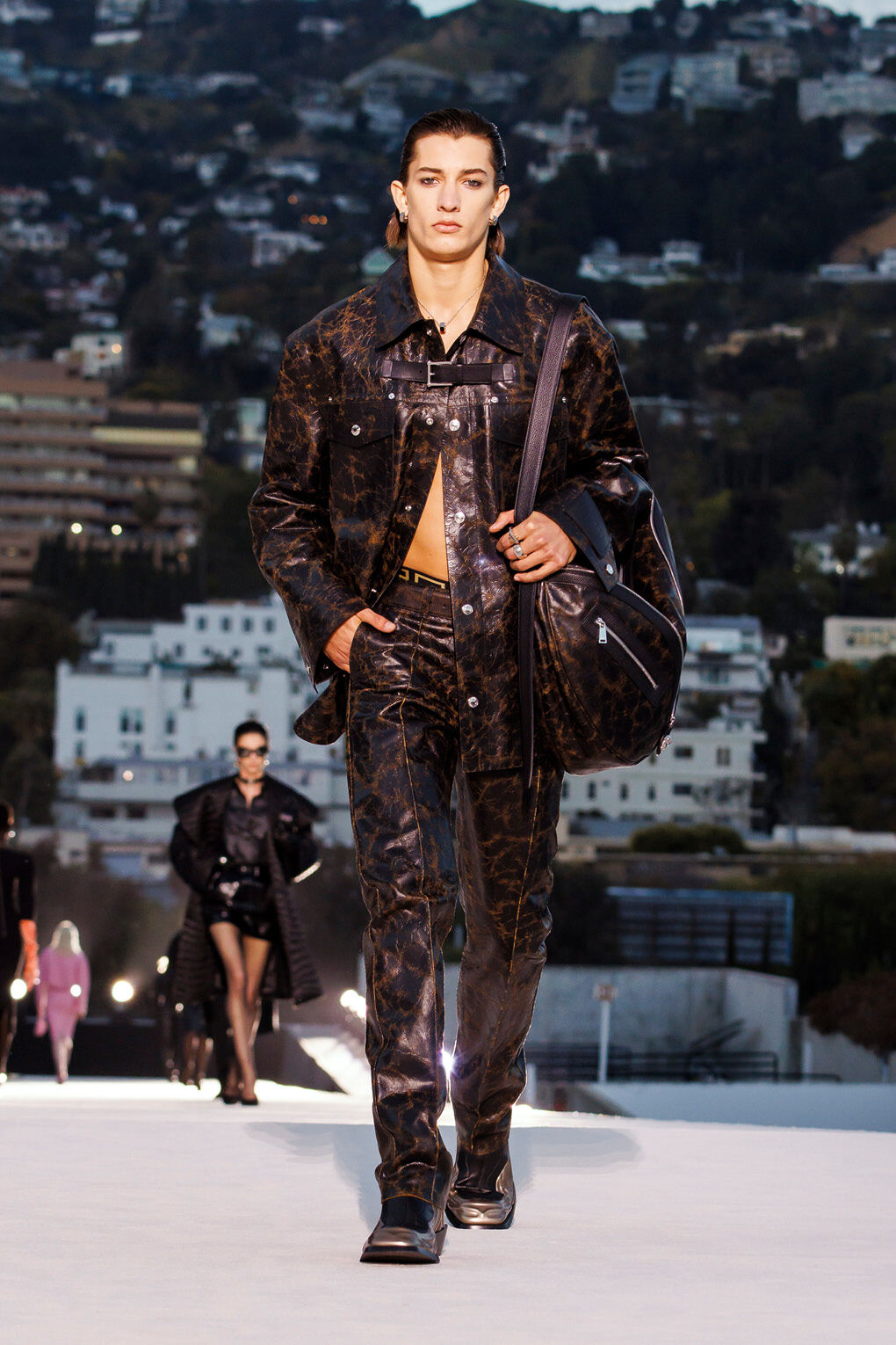 Versace leather jacket price on sale