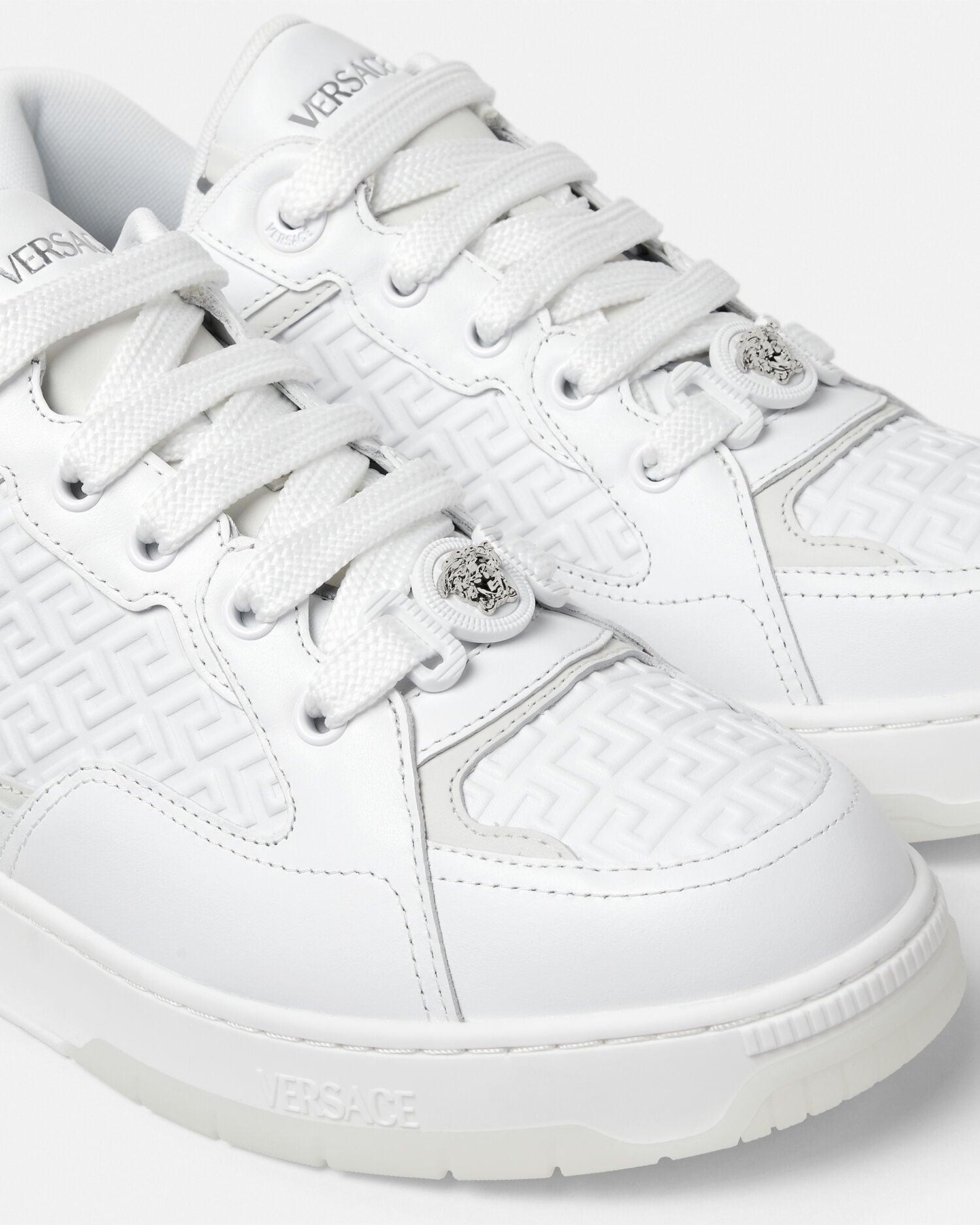 Biggie Basket Leather Sneakers White | VERSACE US