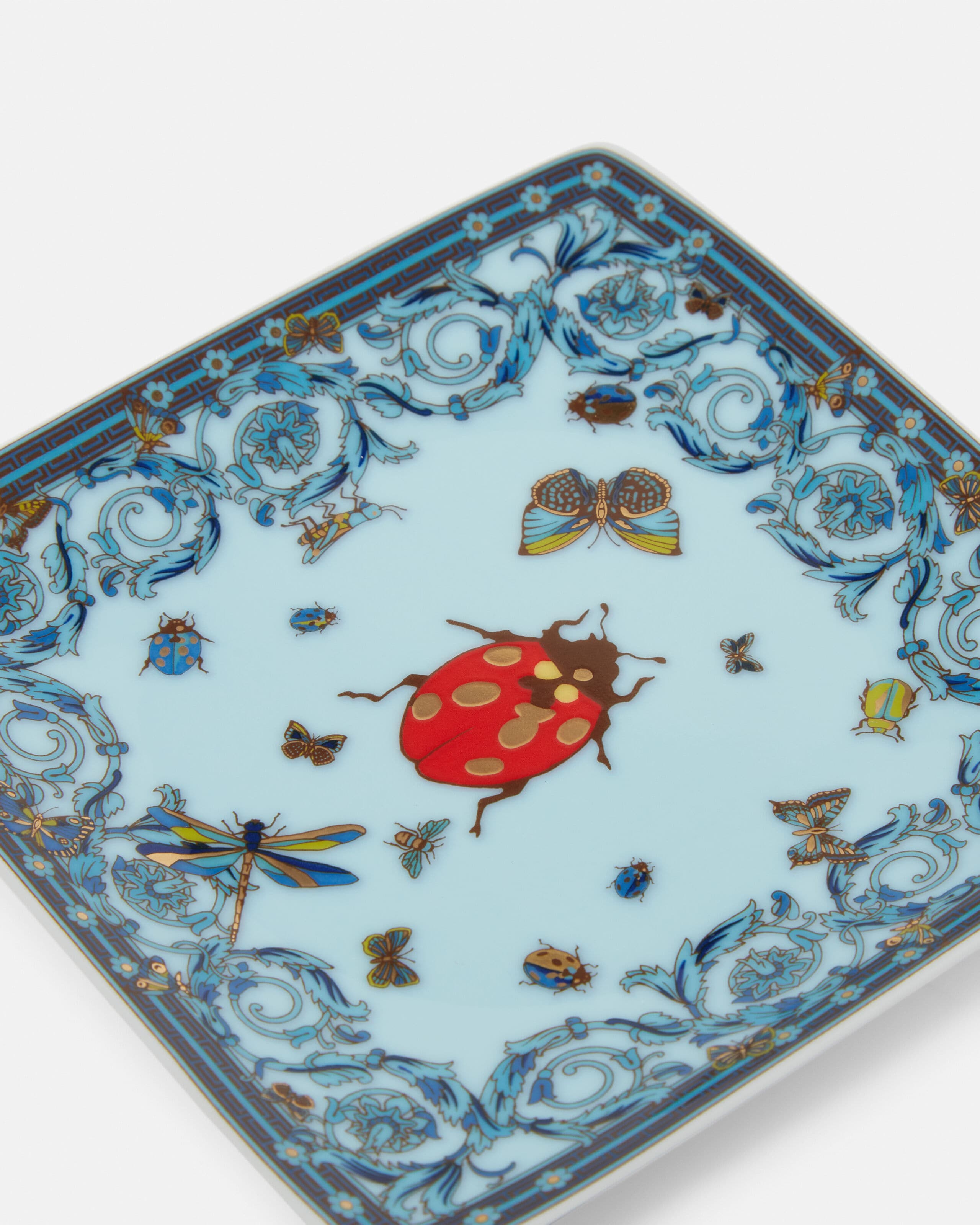 Le Jardin Square Plate 12 cm Blue | VERSACE US