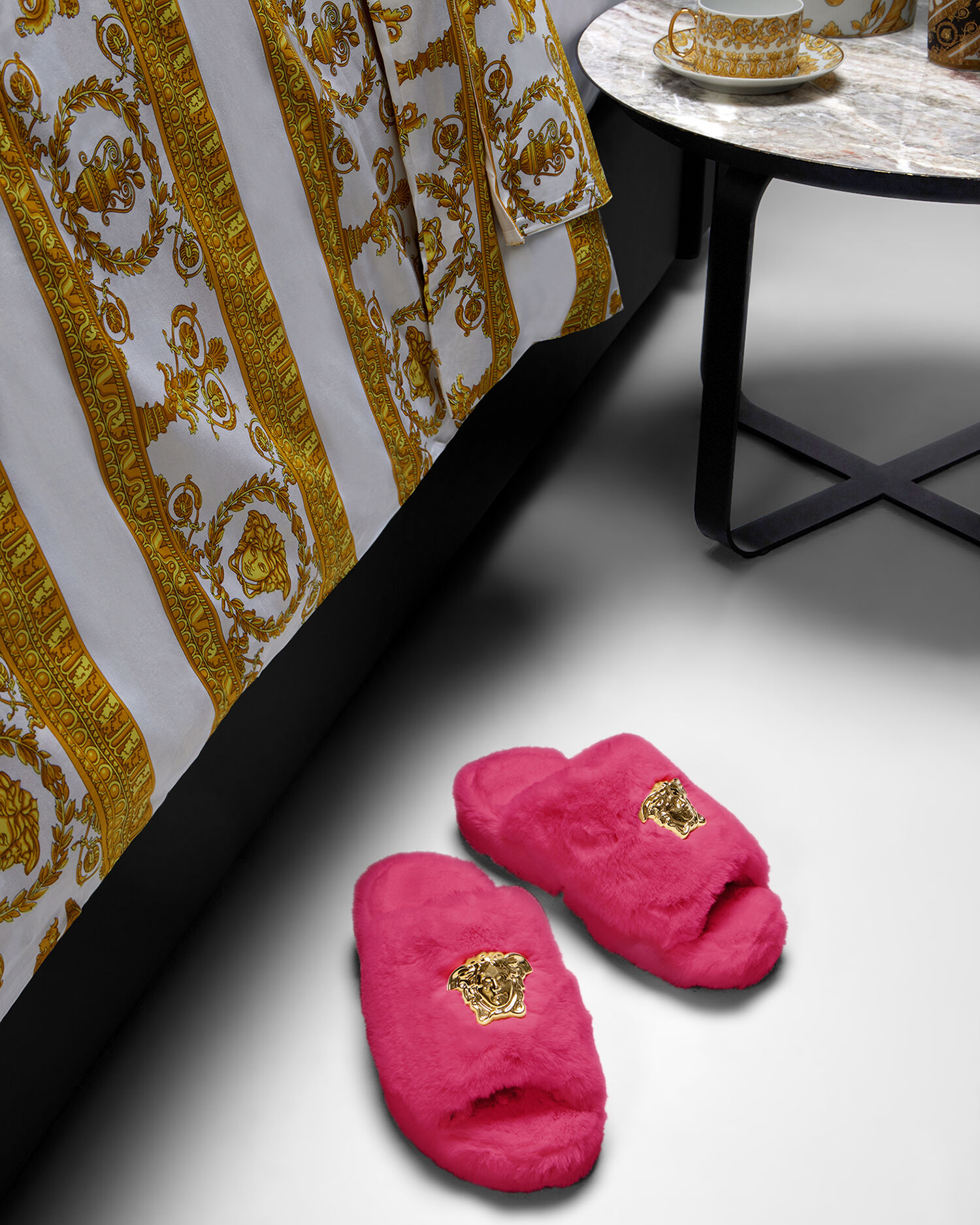 Versace fur slippers cheap