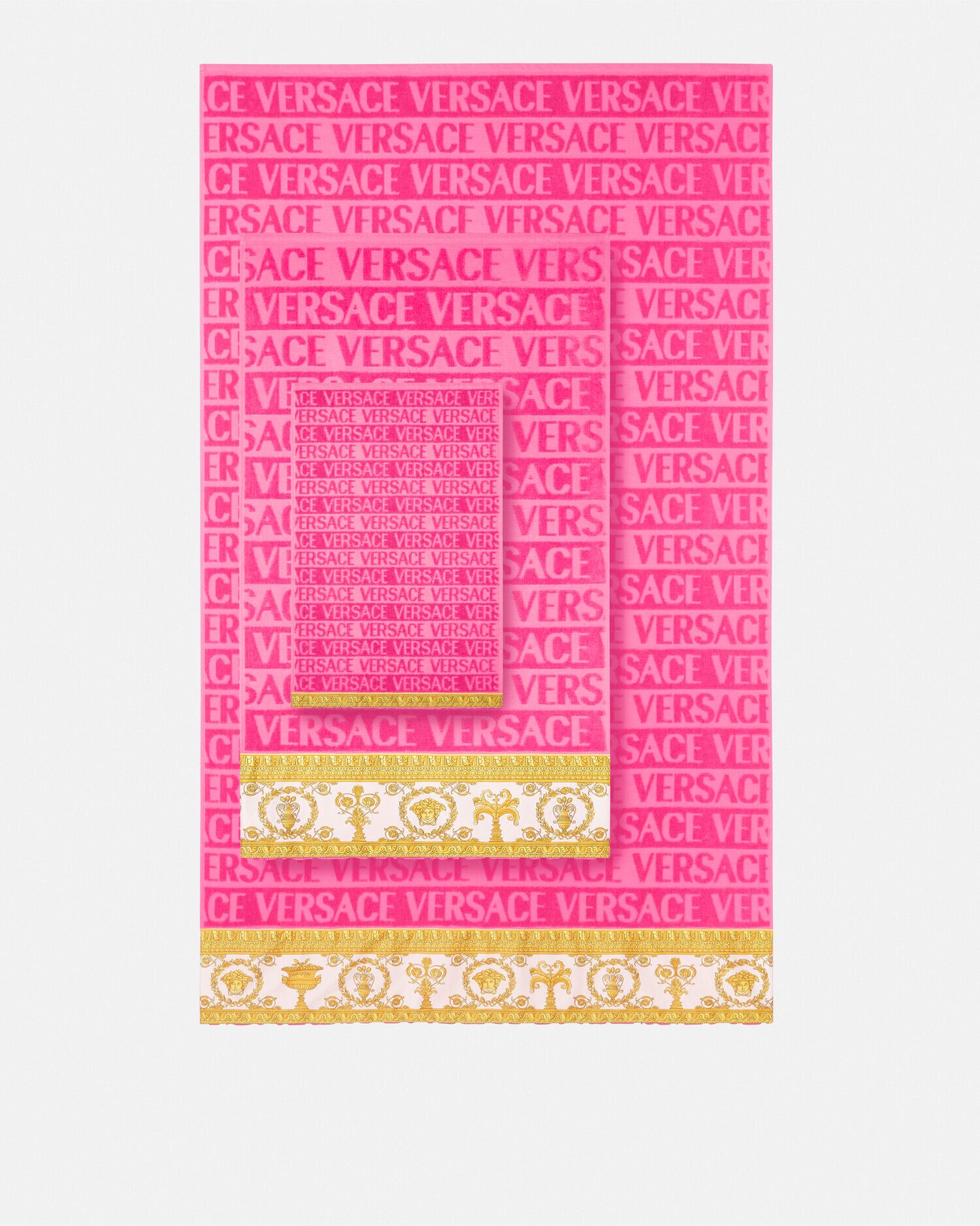 Versace I Baroque Towel 5 Set Unisex Pink One Size