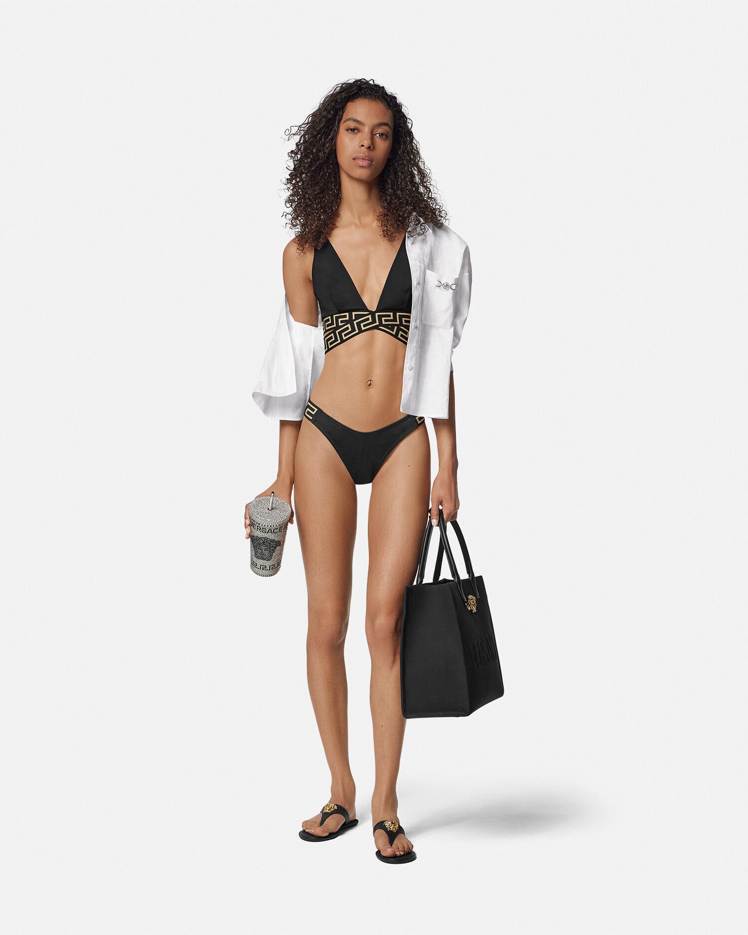 Triangel Bikinioberteil mit Greca Bordure Schwarz VERSACE DE