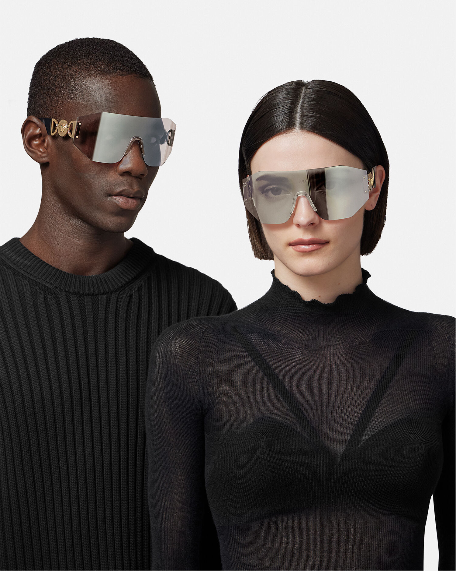 Medusa Biggie Mask Sunglasses Beige Versace US