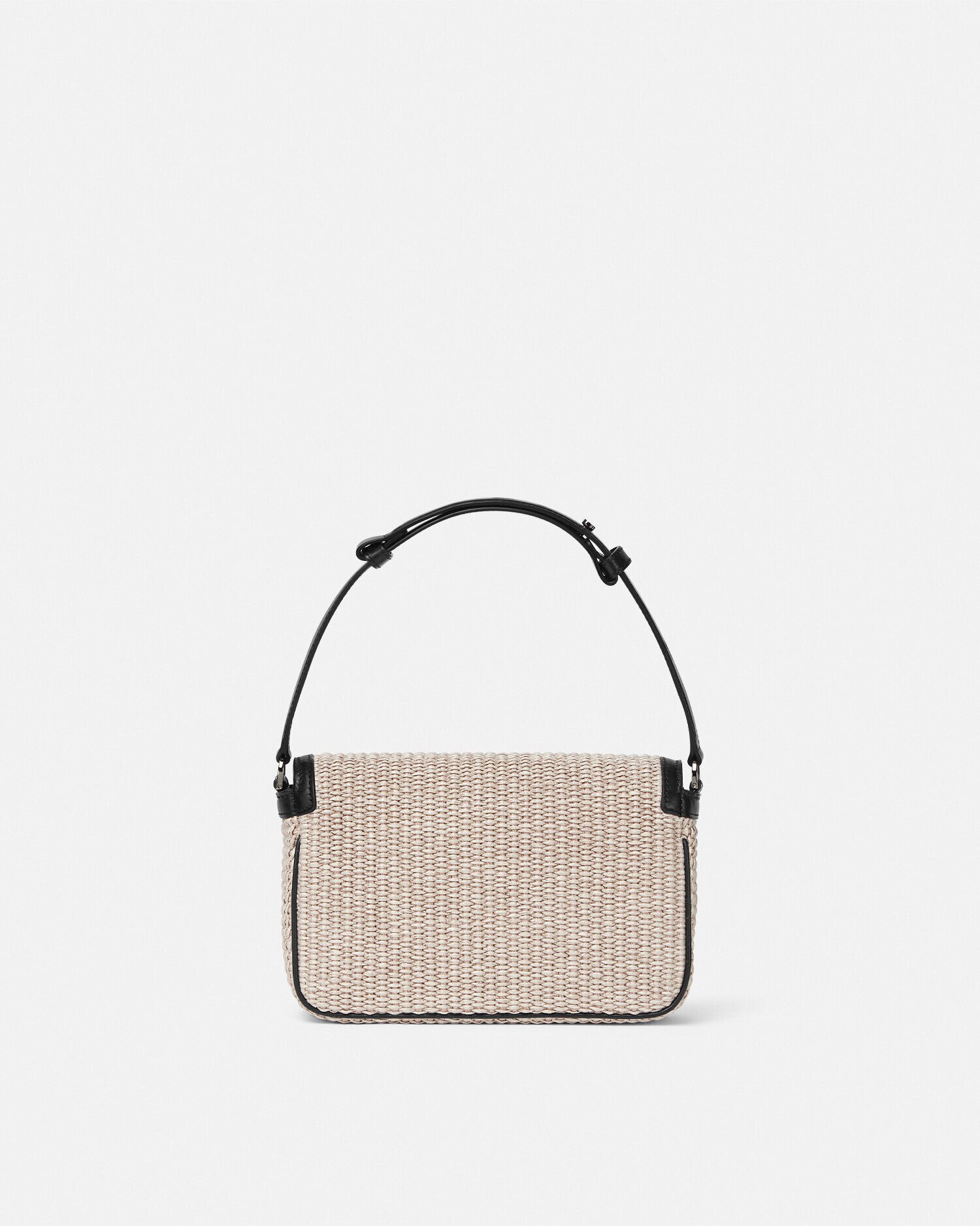 Sac a bandouliere en raphia Versace Milano Beige Noir VERSACE