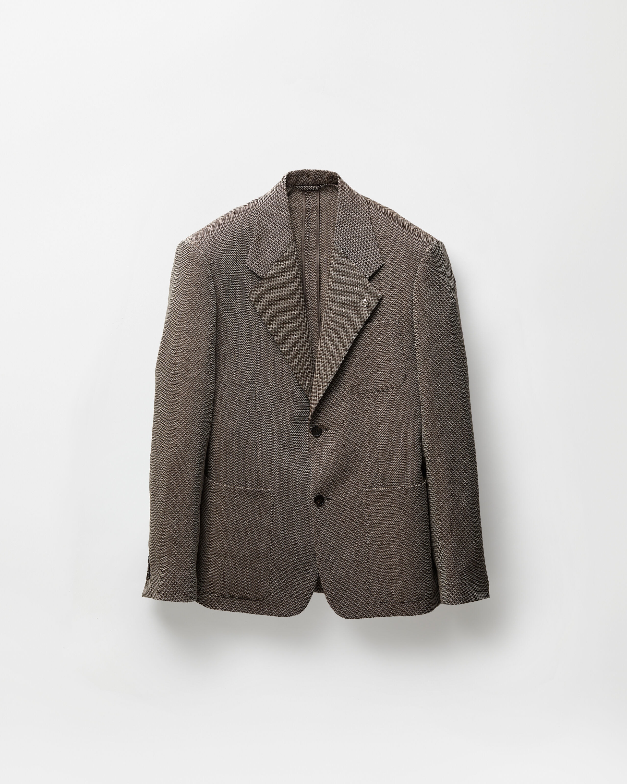 Herringbone Wool Crêpe Blazer Brown | VERSACE US
