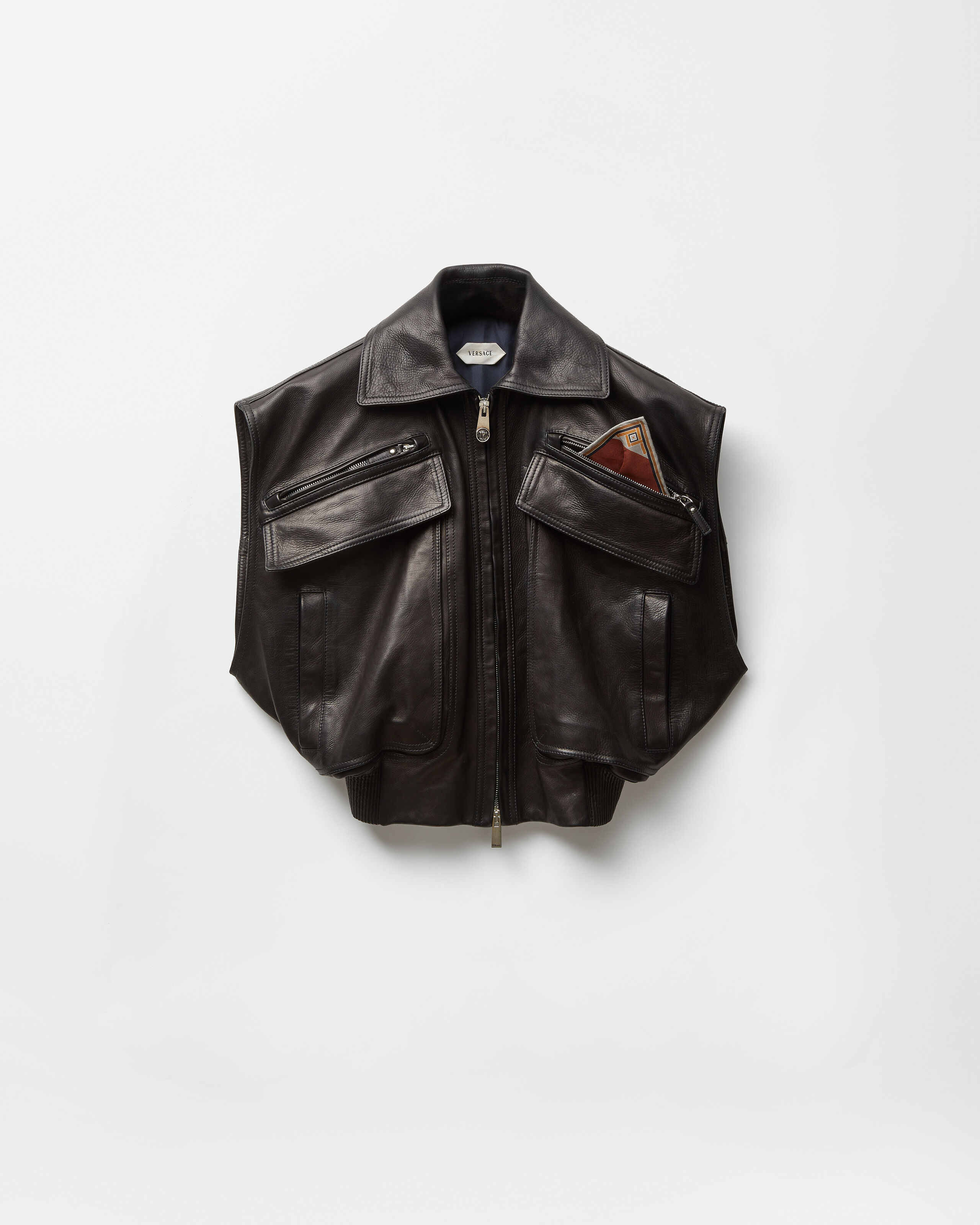 VERSACE レザーベスト ブラック Leather Vest Black | VERSACE