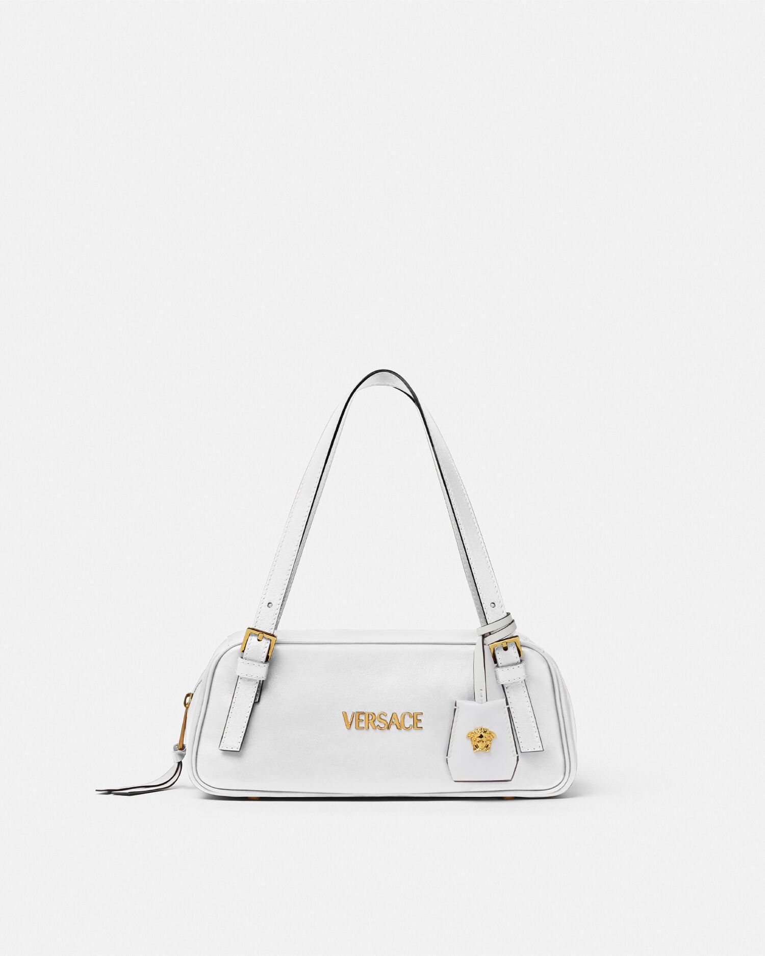 Versace Tag Nappa Bowling Bag White | VERSACE US
