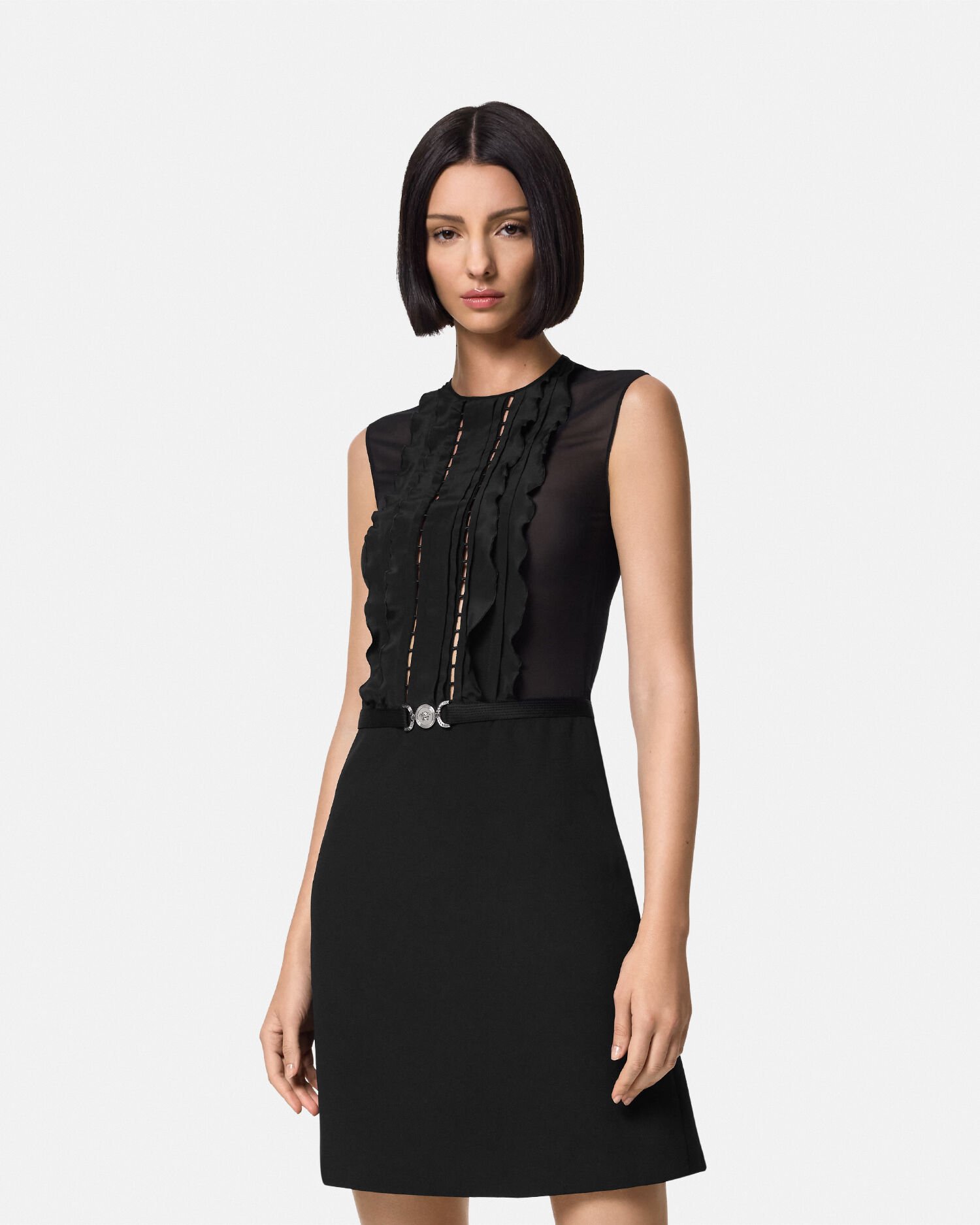 A Line Silk Georgette Mini Dress
