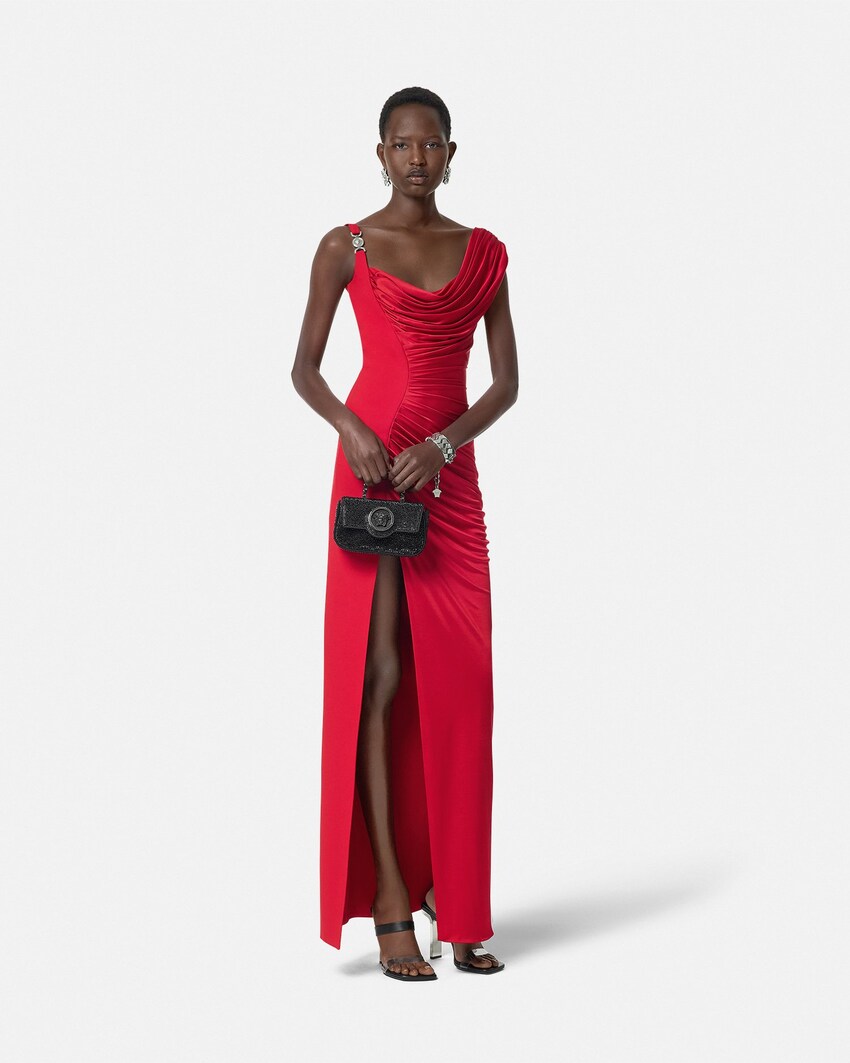 Viscose-Jersey Draped Gown Red 2