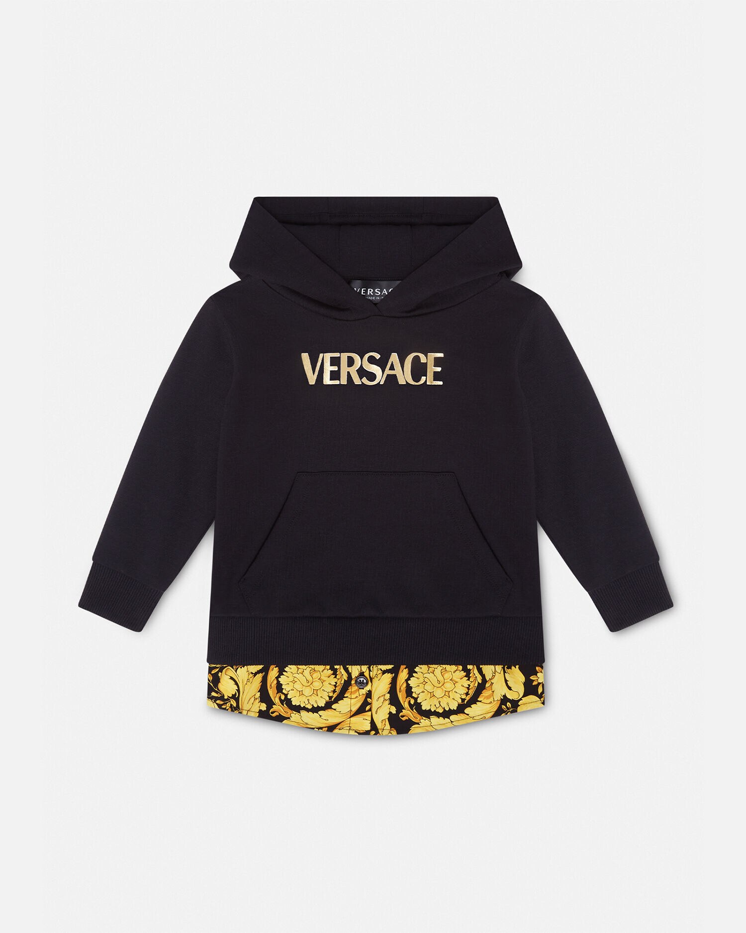 Barocco Baby Hoodie Shirt Black VERSACE US