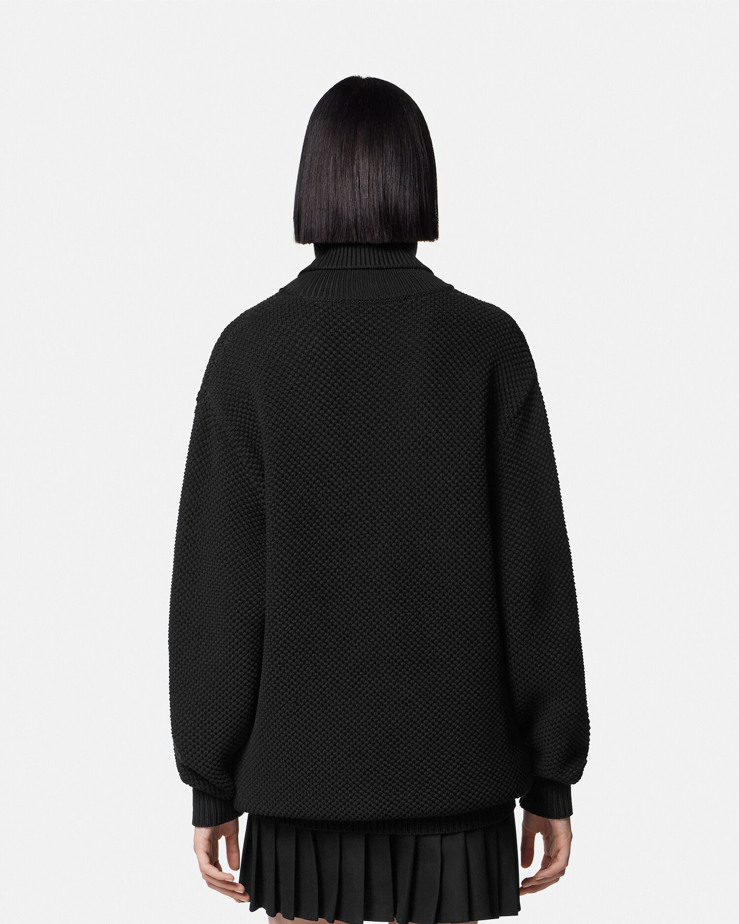 Logo Knit Long Turtleneck Sweater | VERSACE