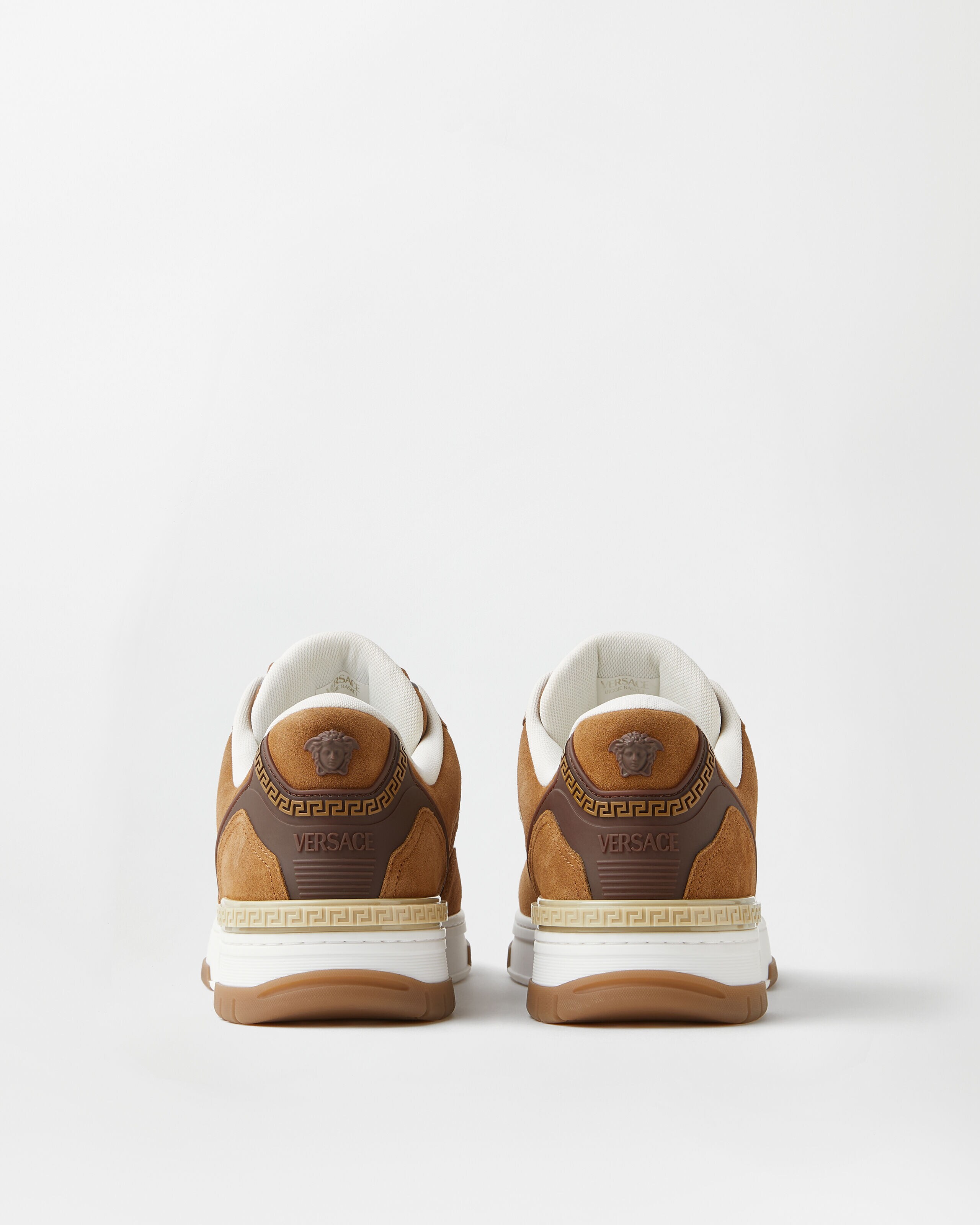 Biggie Basket Suede Sneakers Brown | VERSACE US