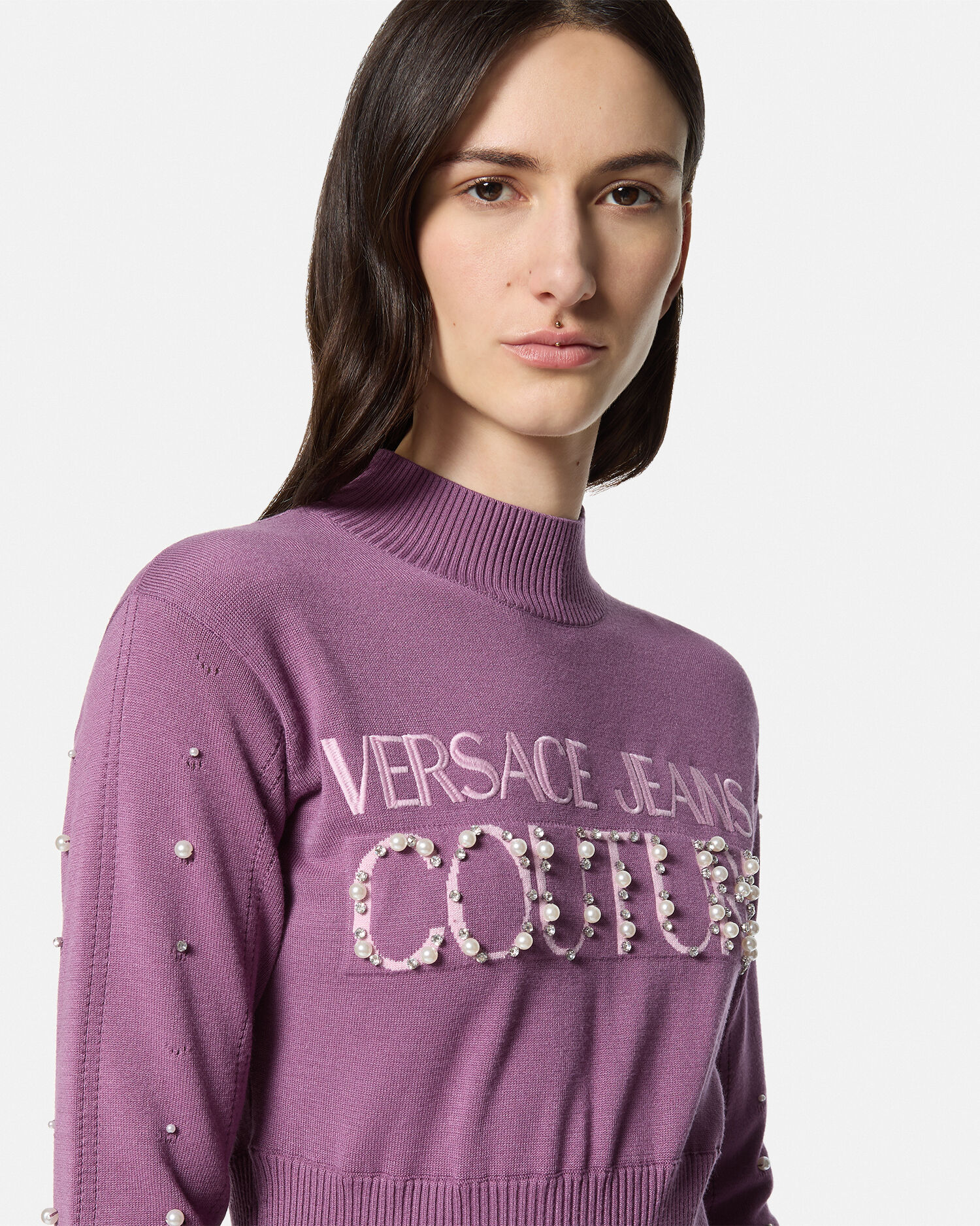 Embellished Logo Knit Long Dress