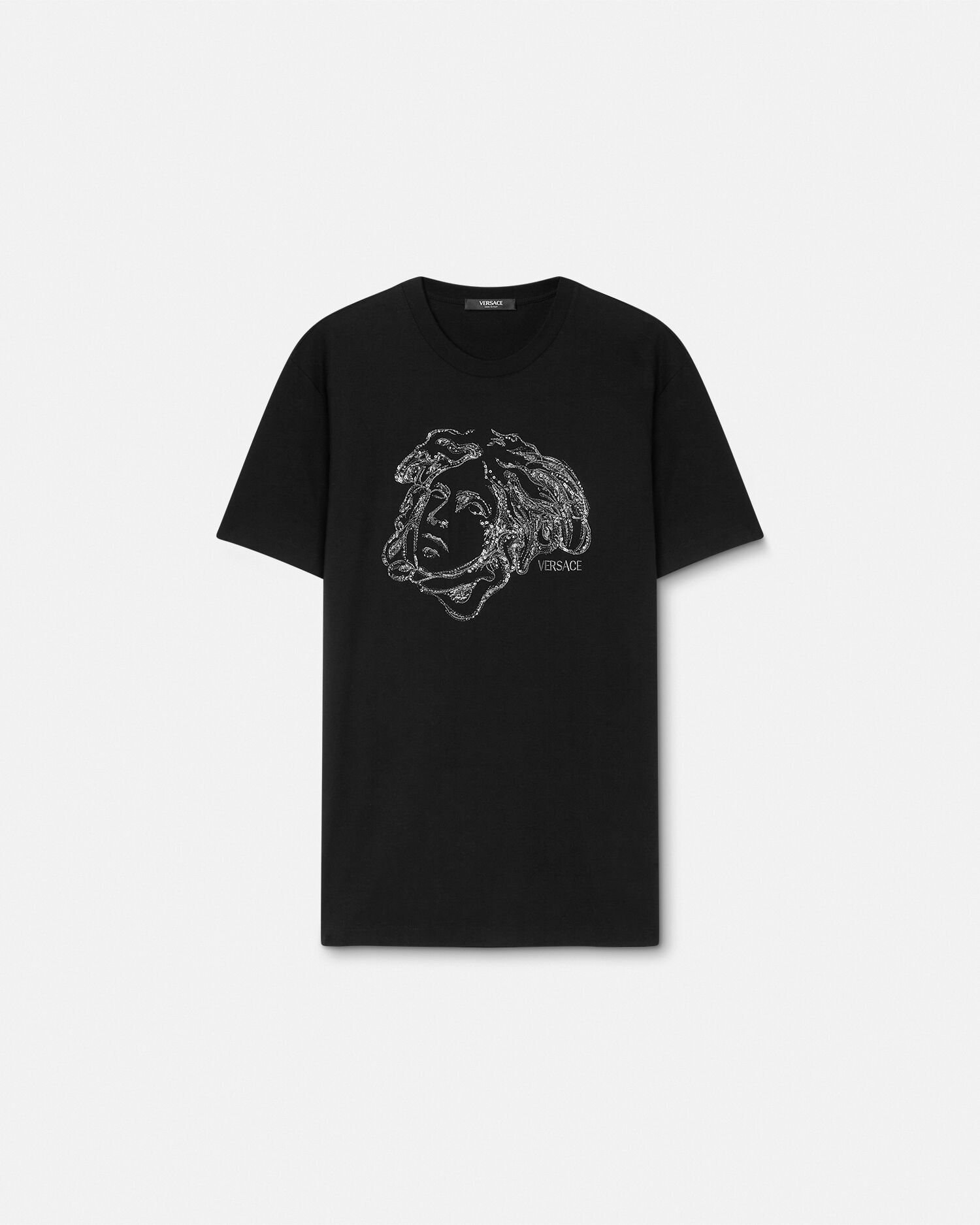 Embroidered Cotton-Jersey T-Shirt | VERSACE US