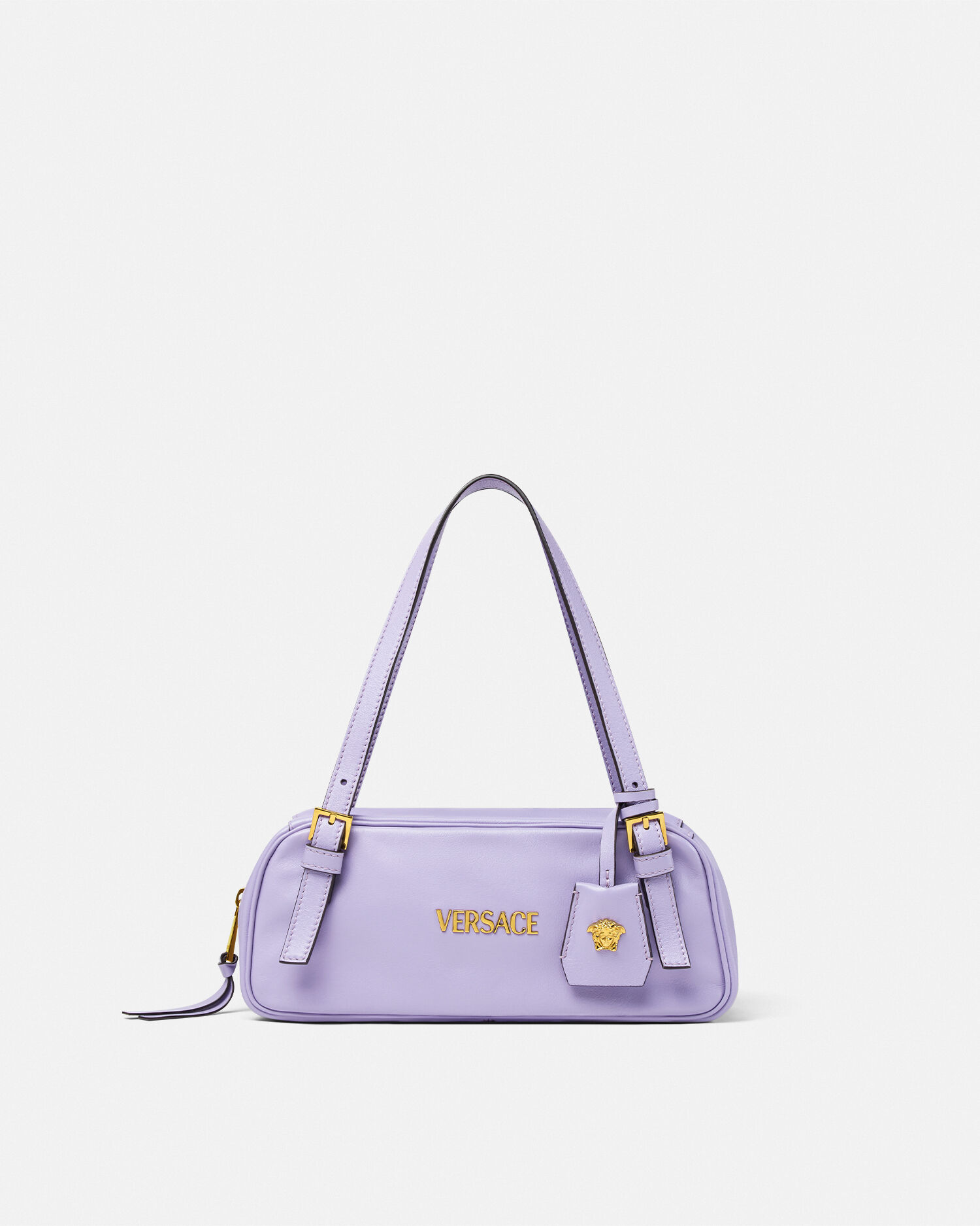 Versace Tag Nappa Bowling Bag Pink | VERSACE US