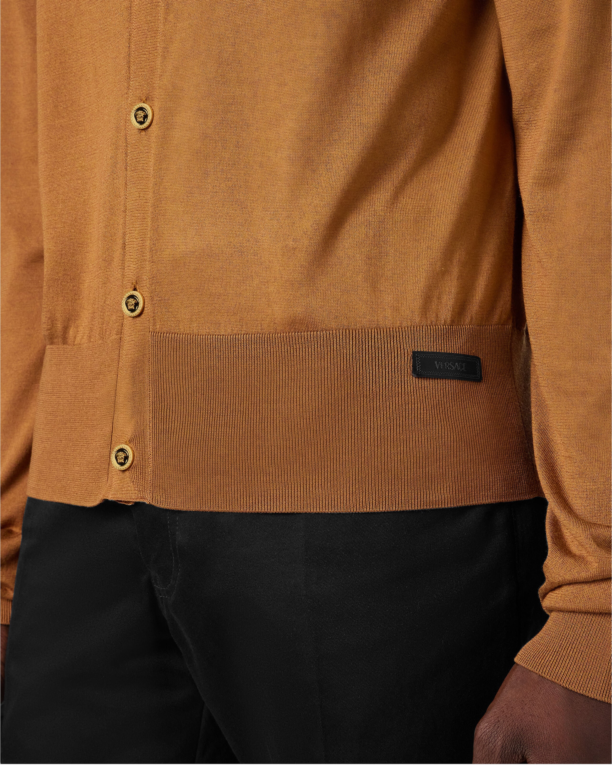 トップス vintage made in italyVERSACE cardigun ea Silk-Blend Knit Polo Cardigan | VERSACE IN