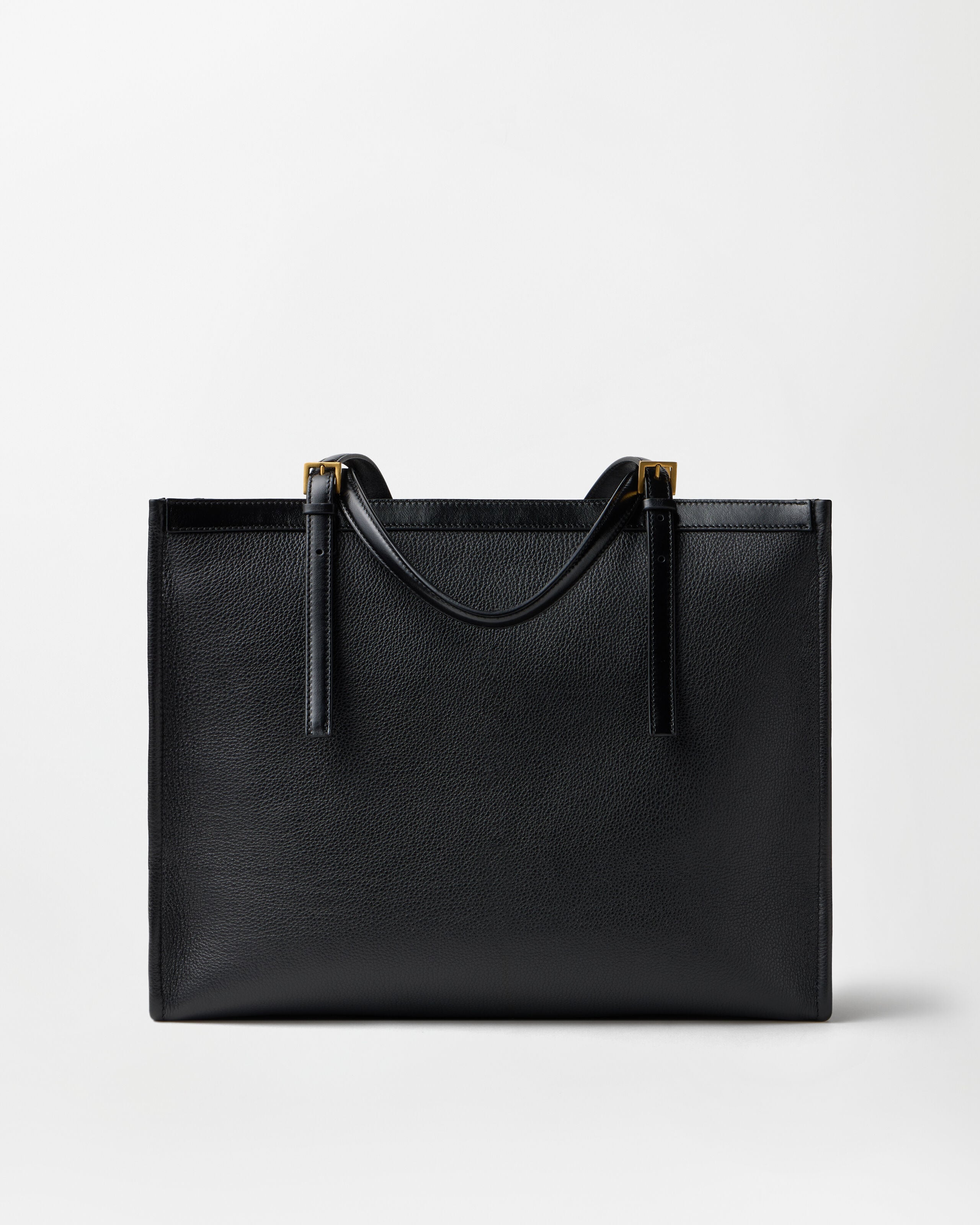 Rivière Large Leather Tote Black | VERSACE US