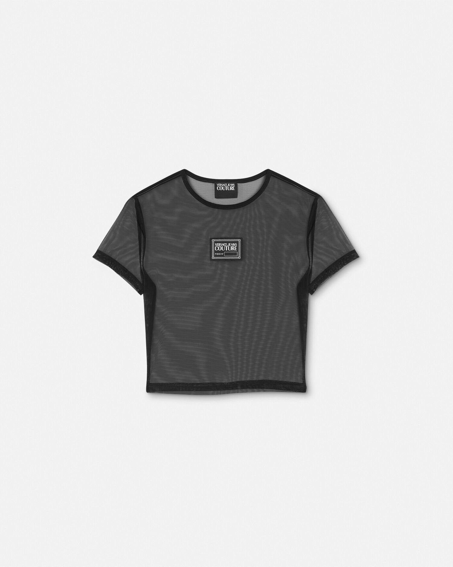 Mesh Piece Number Logo Crop T Shirt