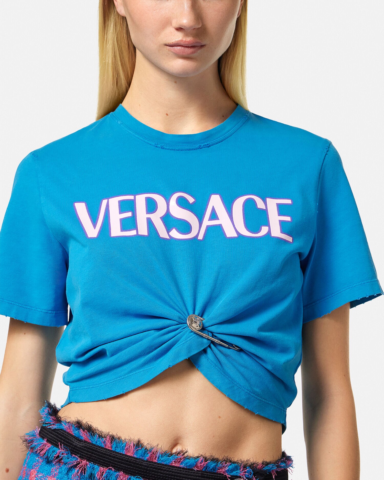 T shirt con logo Safety Pin Versace Donna Online Store EU