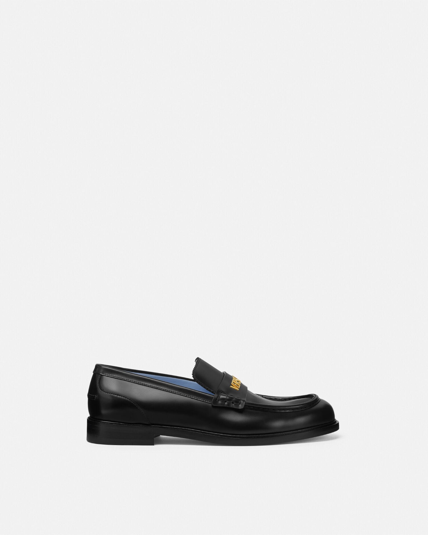 Leather Loafers Black,Gold | VERSACE US
