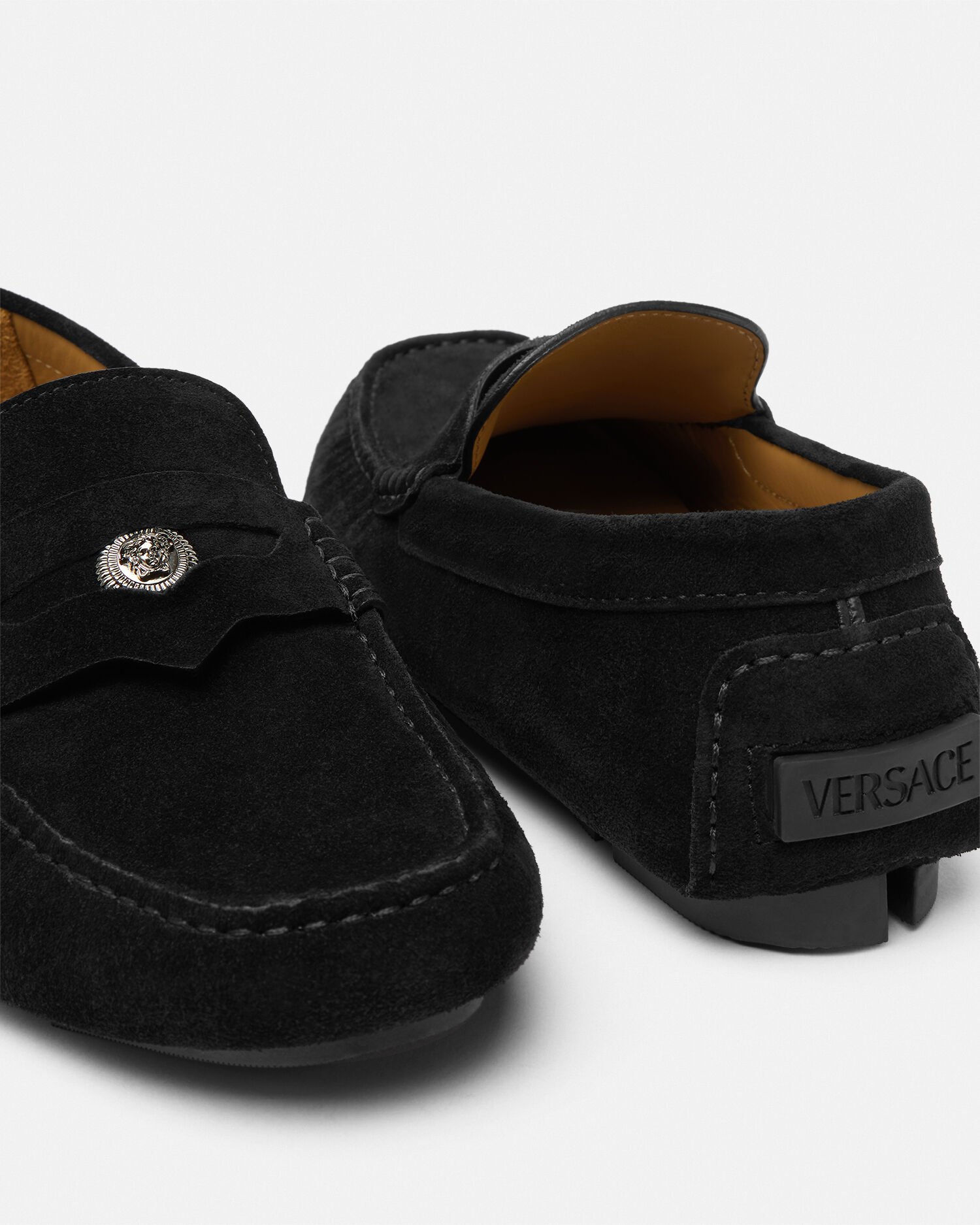 Medusa Biggie Suede Driver Shoes