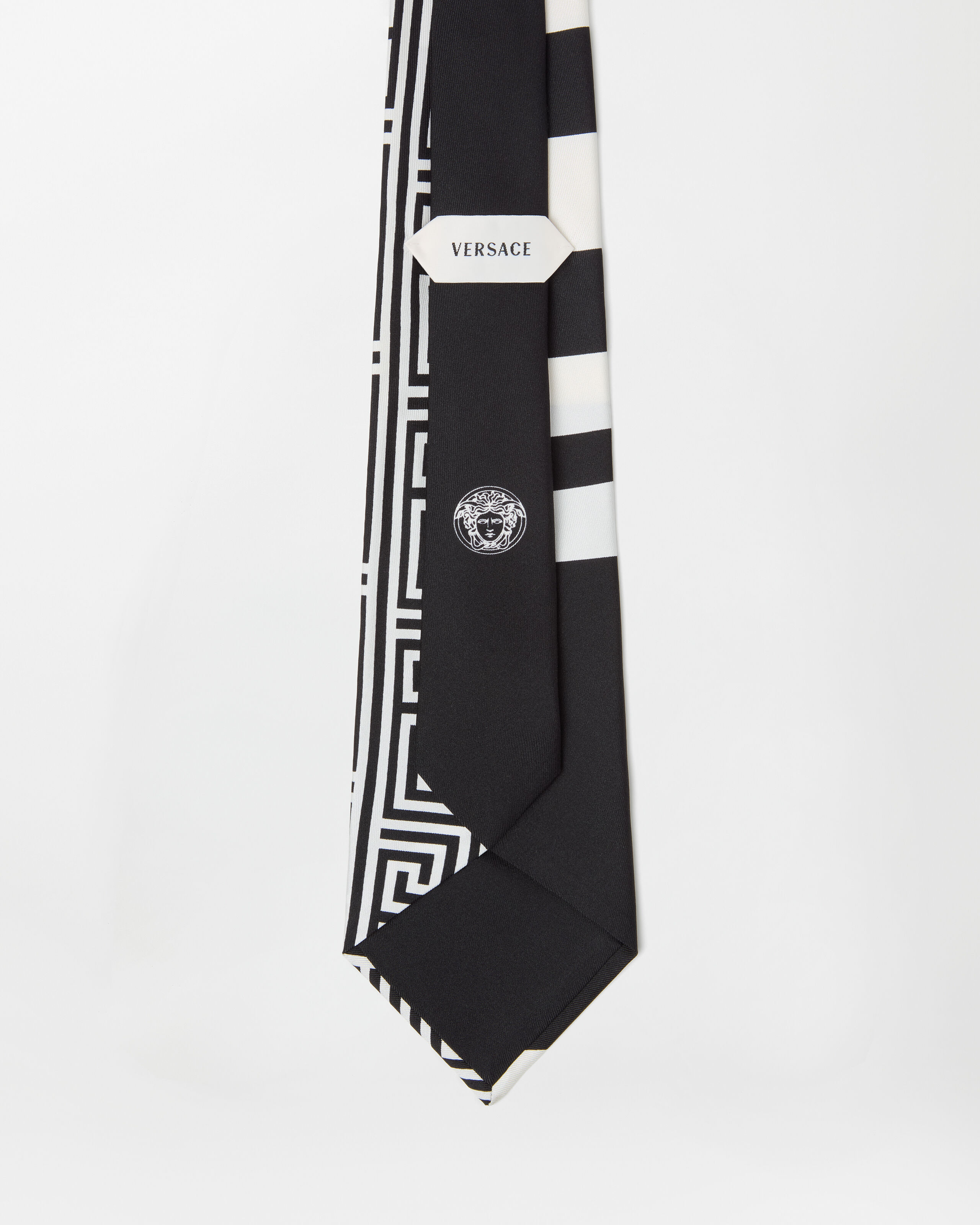 Printed Silk Twill Tie Black | VERSACE US