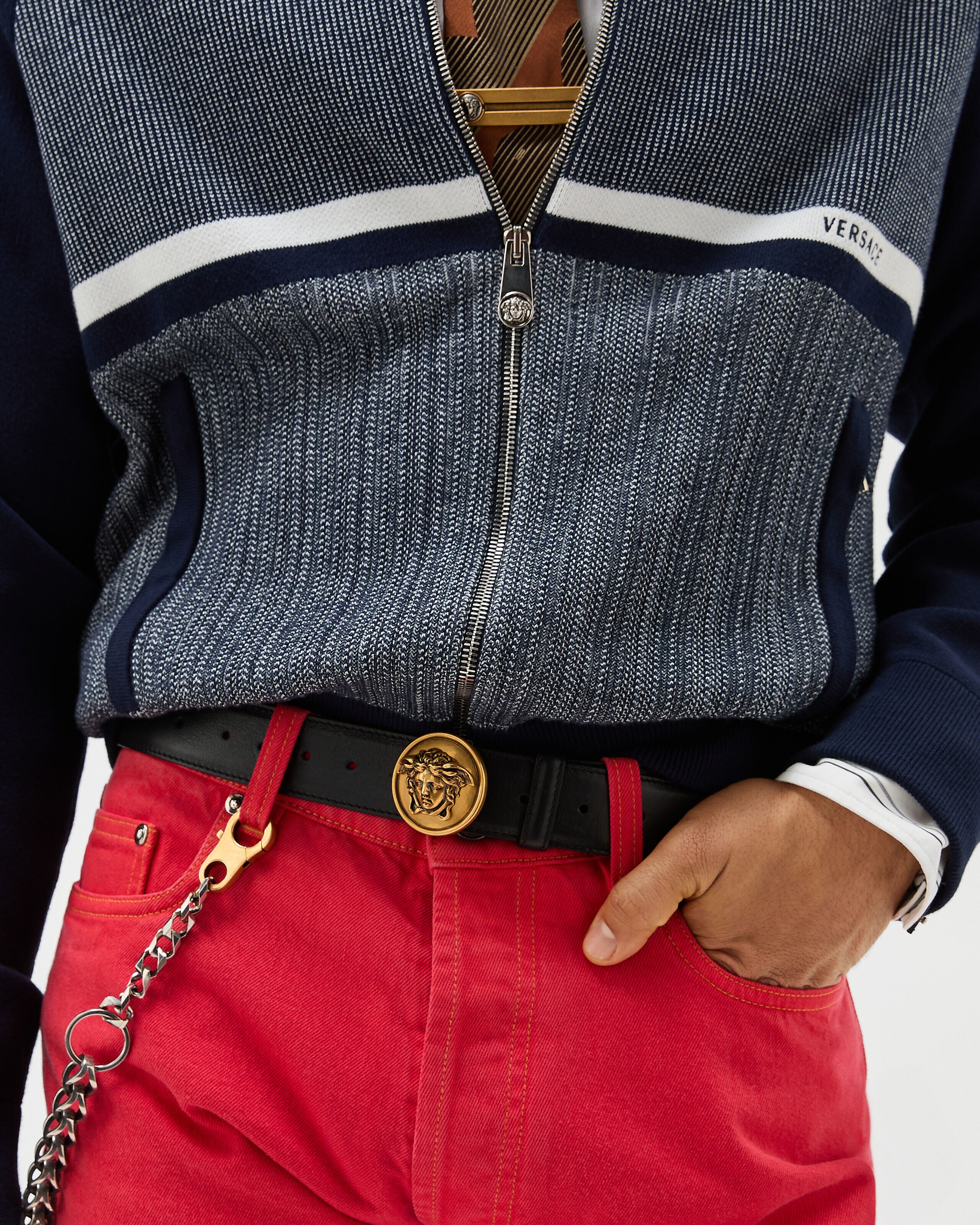 Leather Belt 3.5 cm Black | VERSACE US
