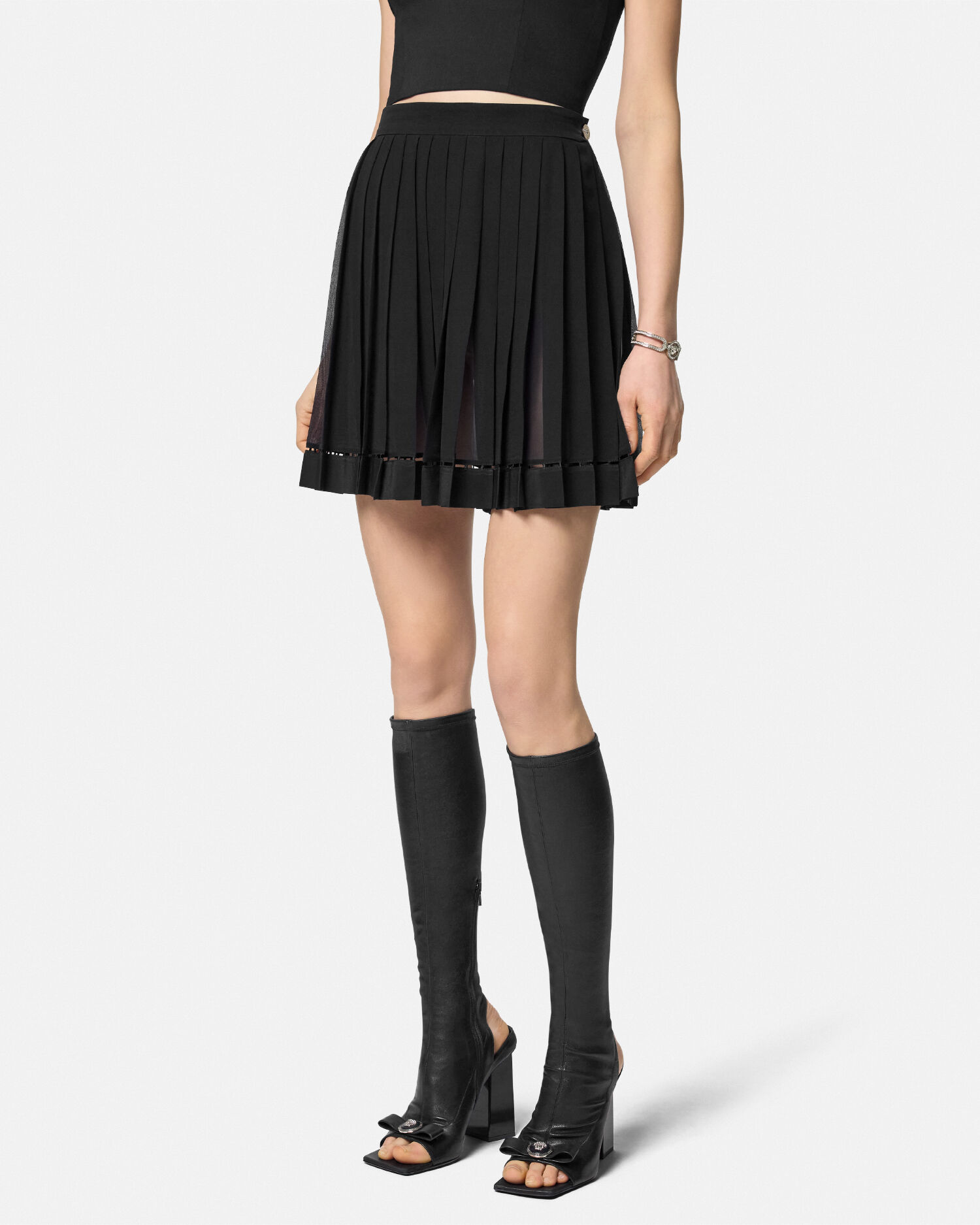 Pleated Silk Georgette Mini Skirt