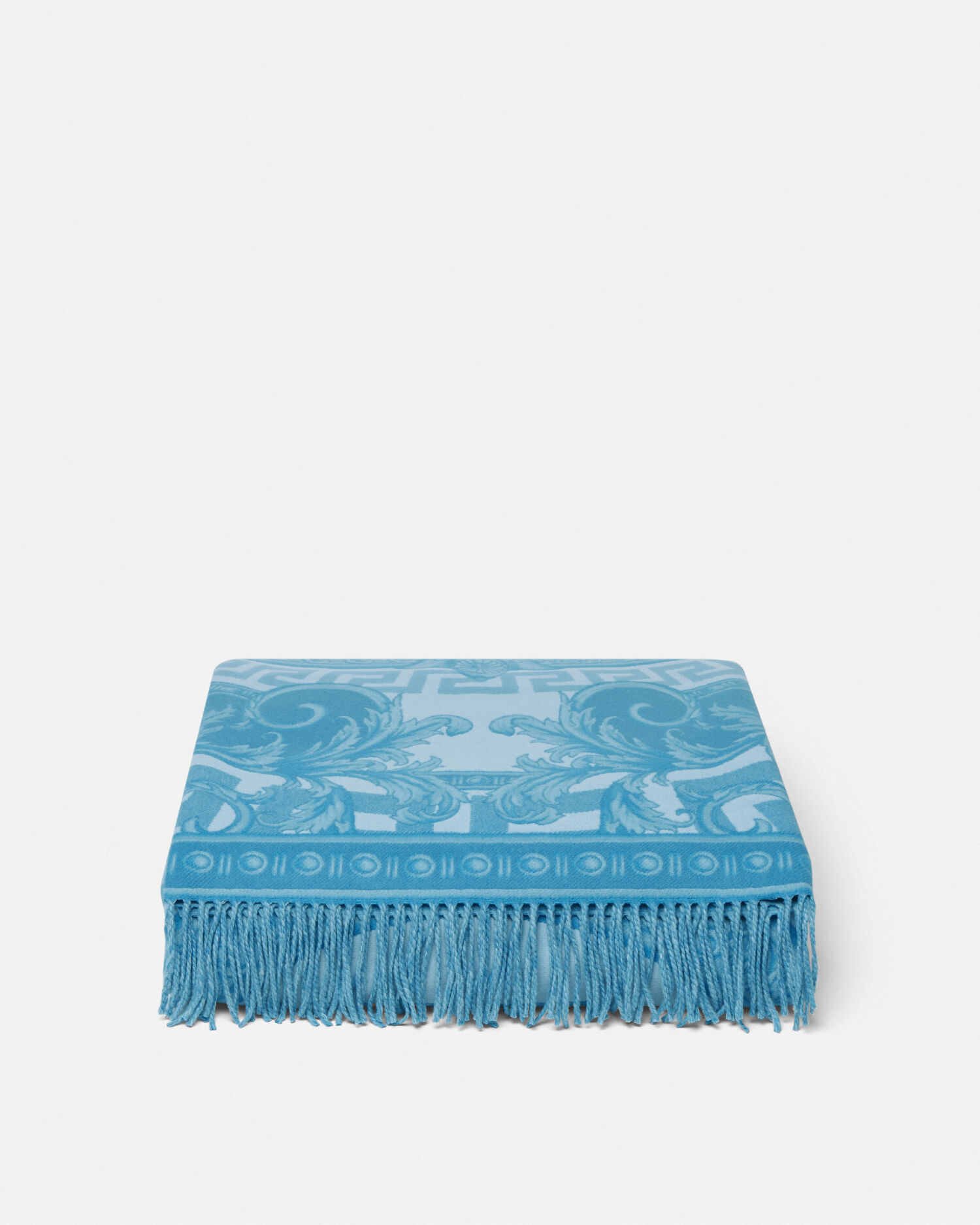 La Coupe des Dieux Fringed Blanket Blue Print VERSACE TH