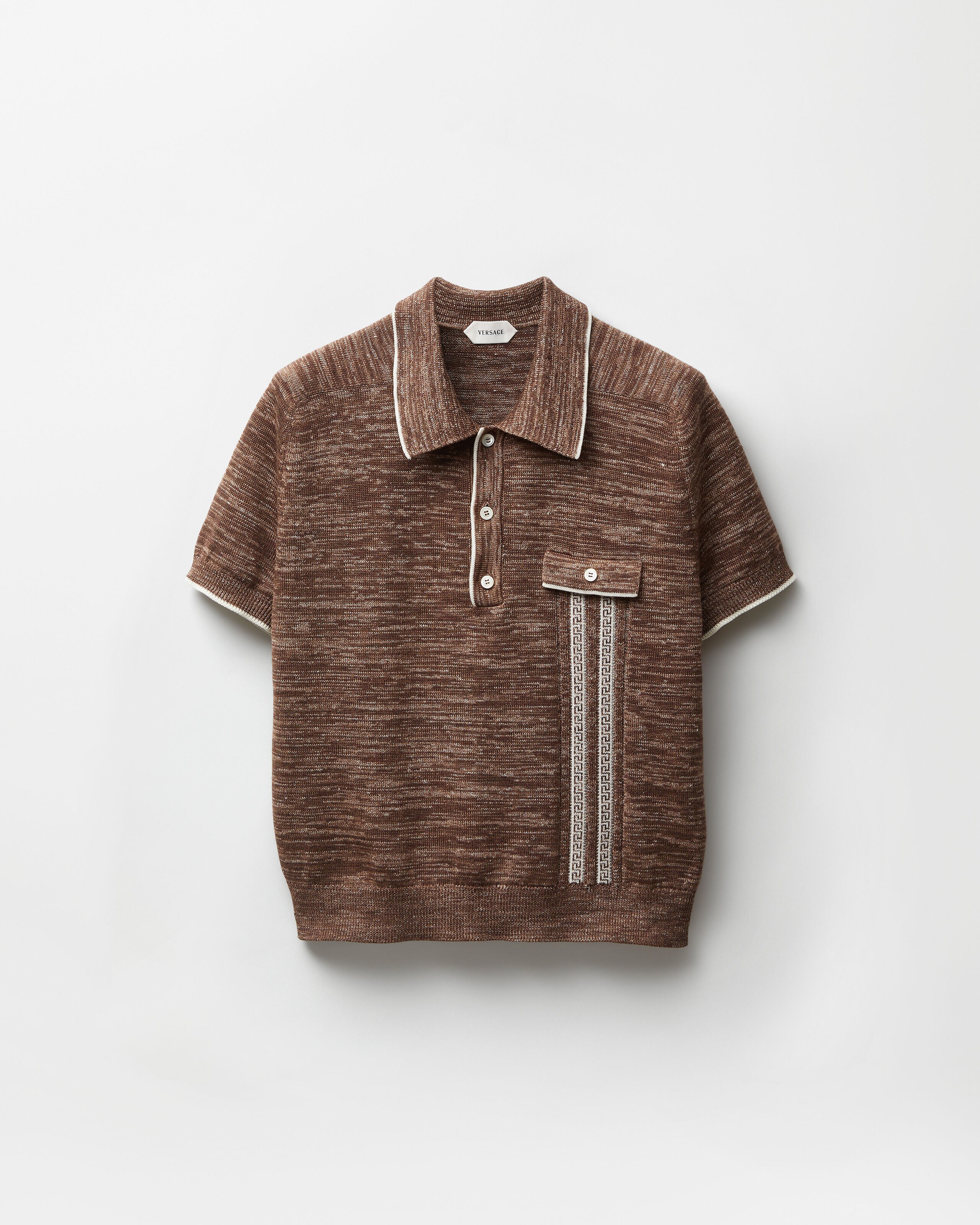 Mouliné Jacquard Knit Polo Brown | VERSACE