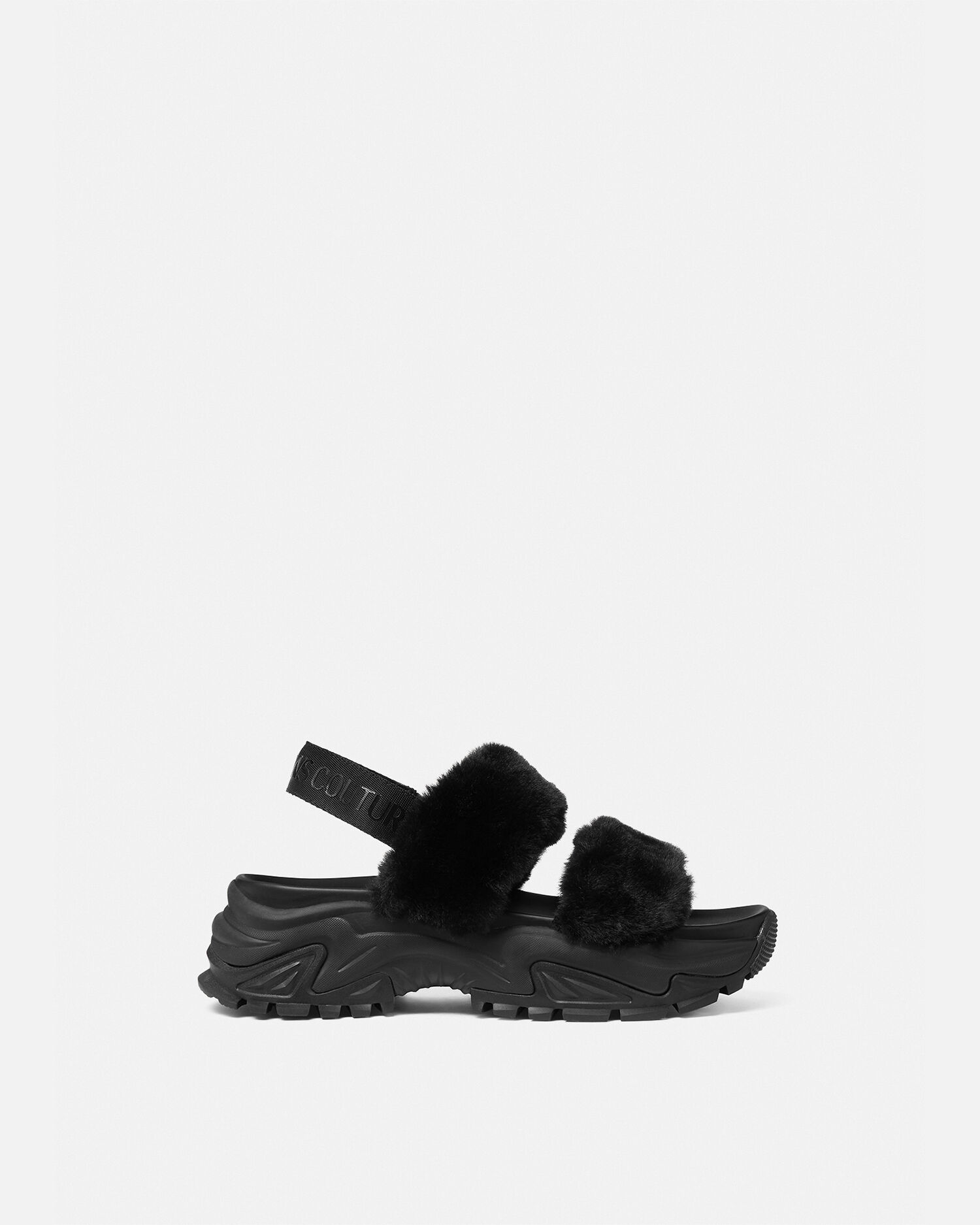 Sandale fourrure noir hotsell