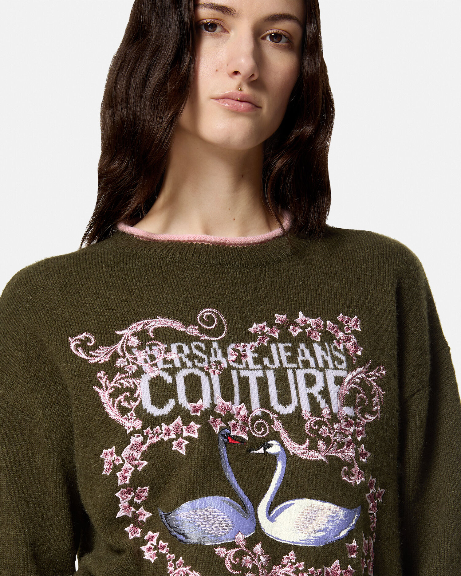 Versace embroidered sweater shirt hot sale