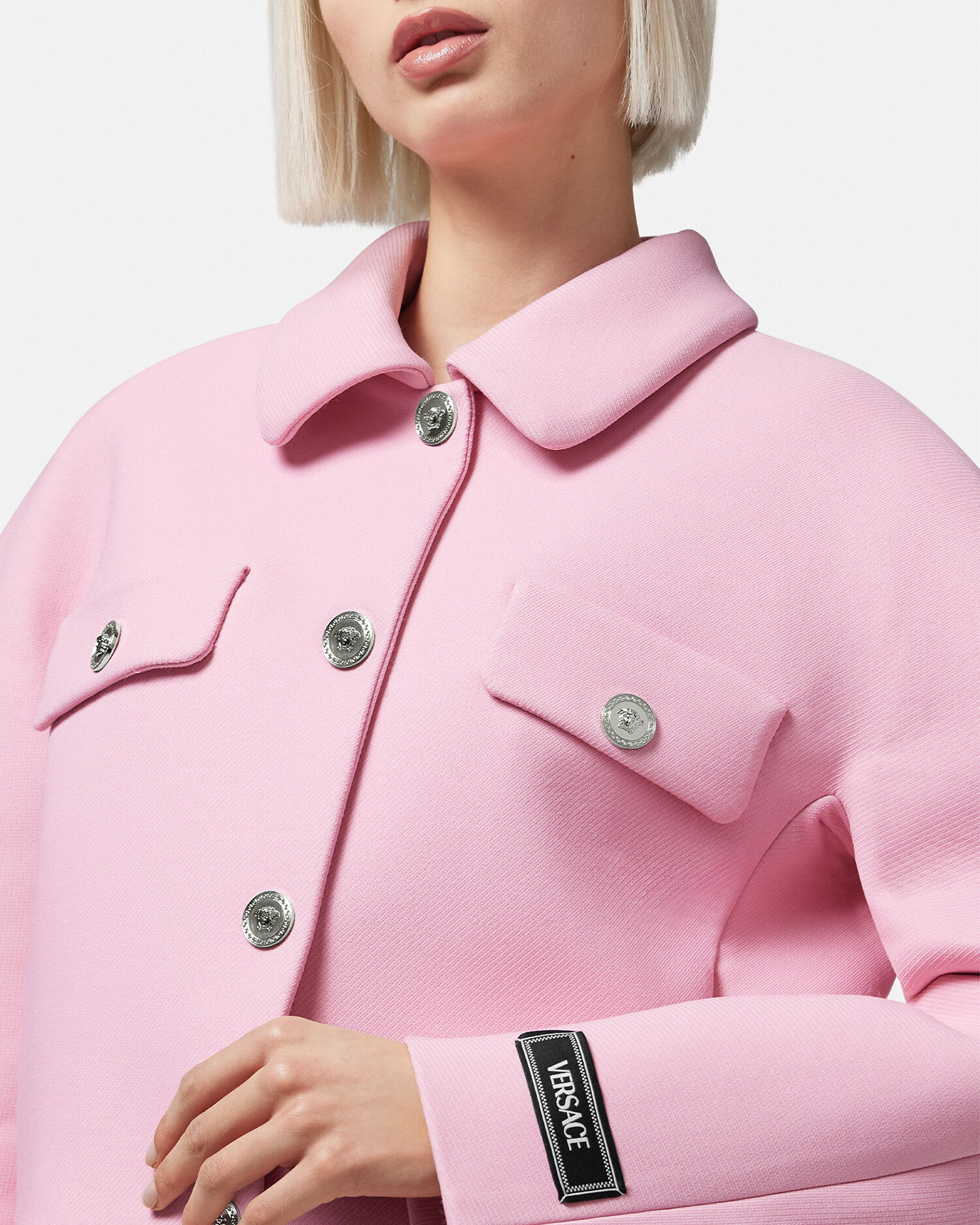 Rounded Crop Blouson Jacket Pink VERSACE CA