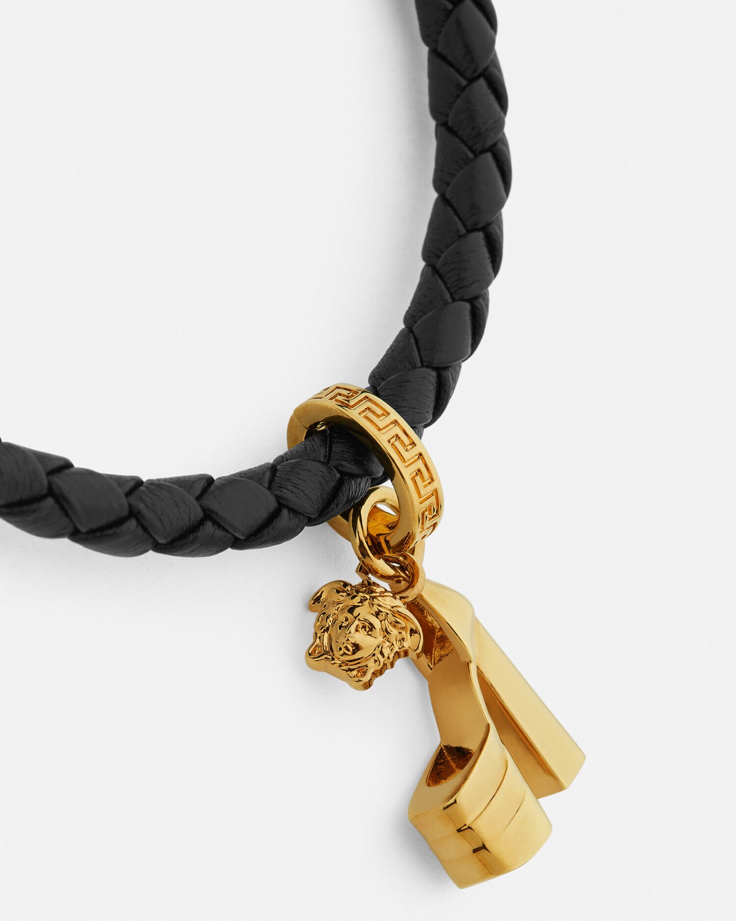 Braided leather hotsell charm bracelet versace