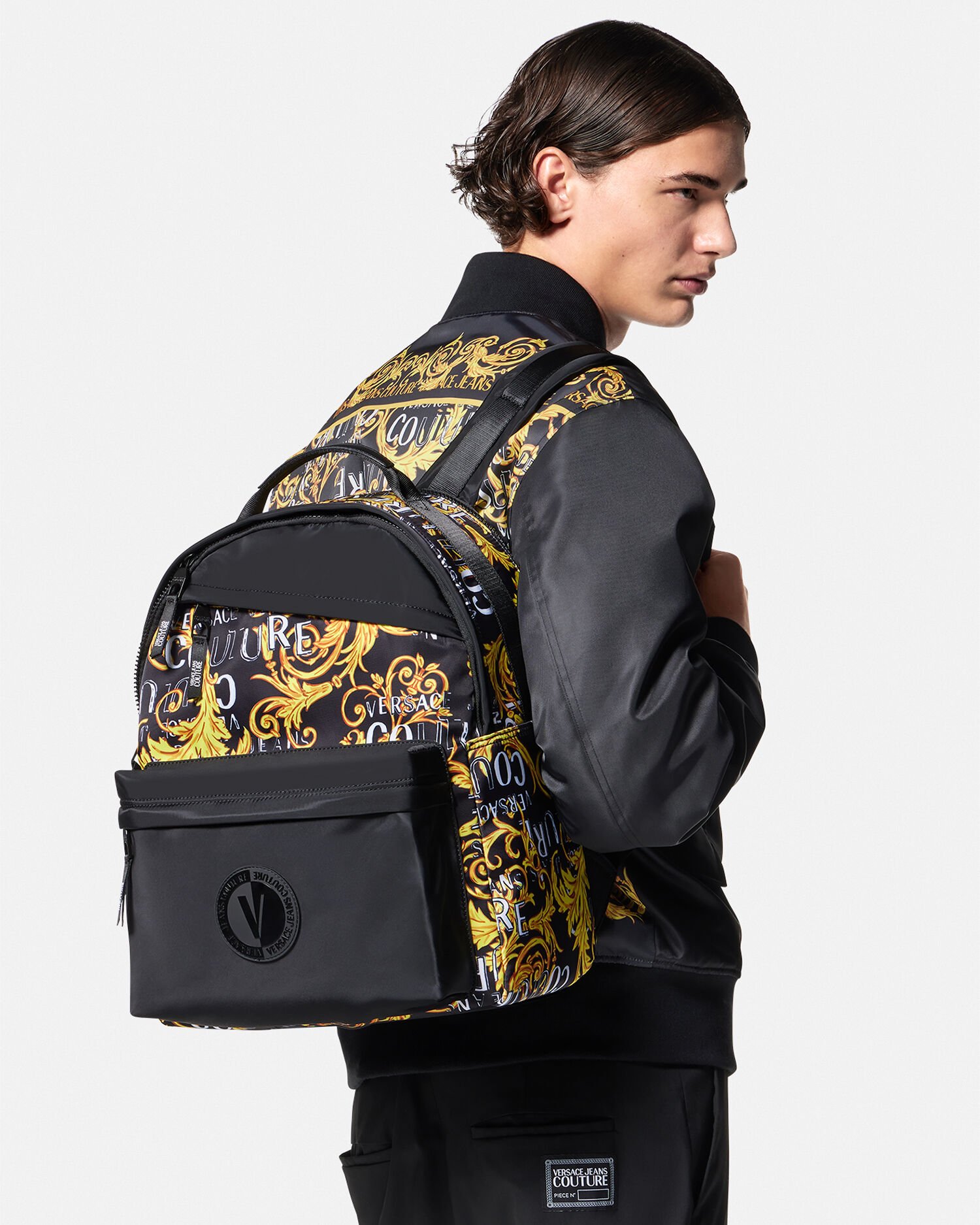 Logo Couture Backpack Black Gold VERSACE