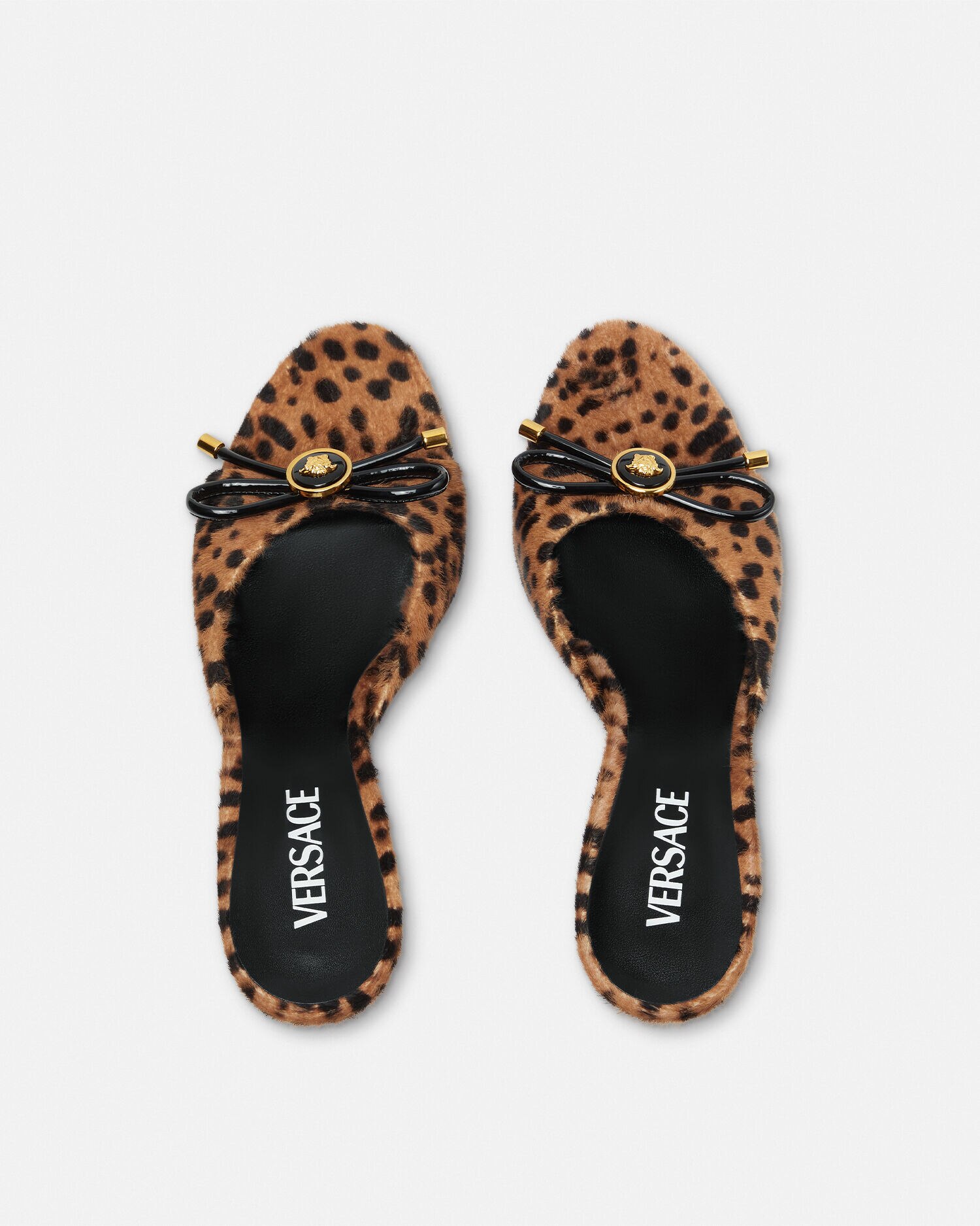 Leopard Opera Bow Mules 85 mm Animalier | VERSACE US