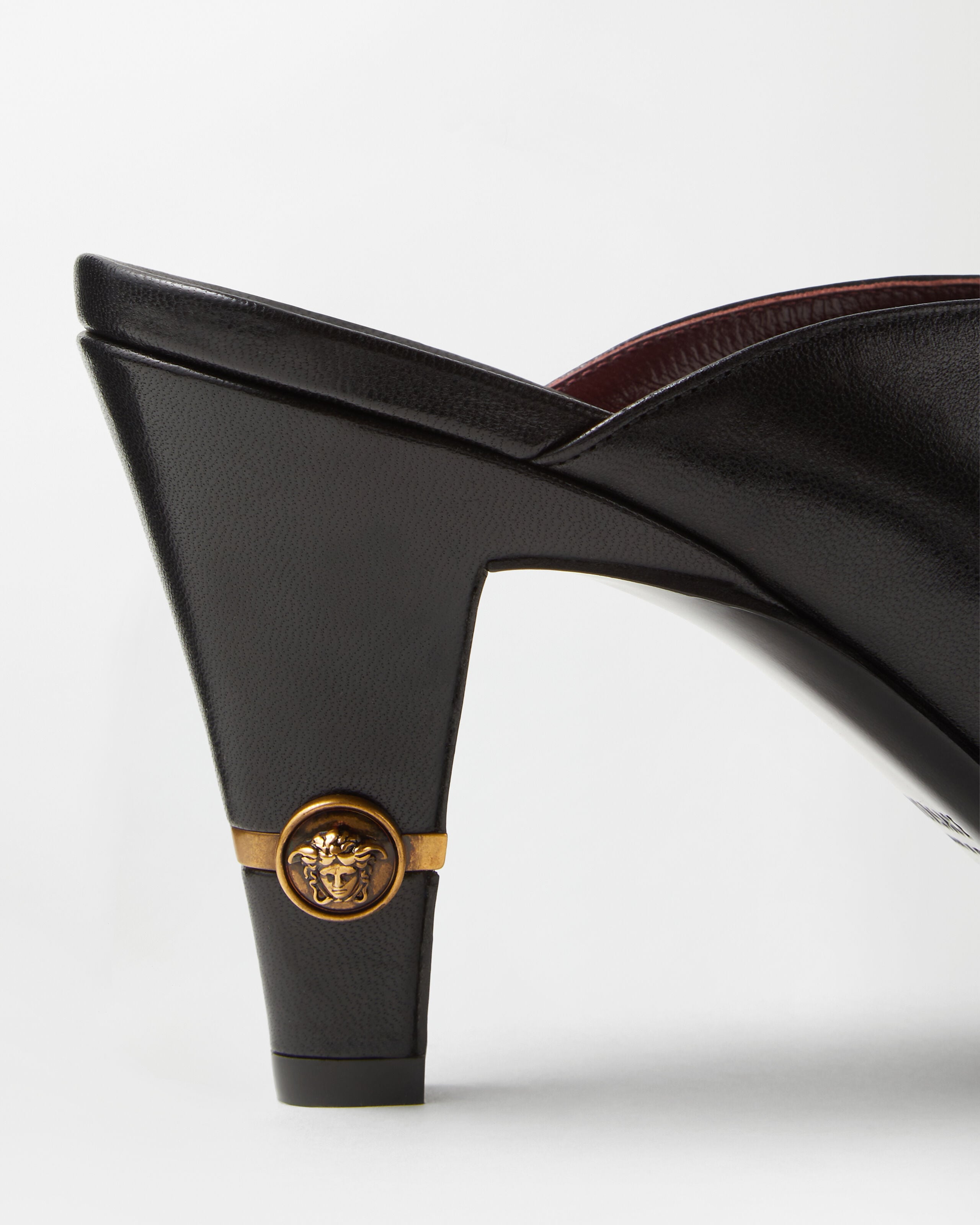 Giulietta Leather Mules 80 mm Black | VERSACE US