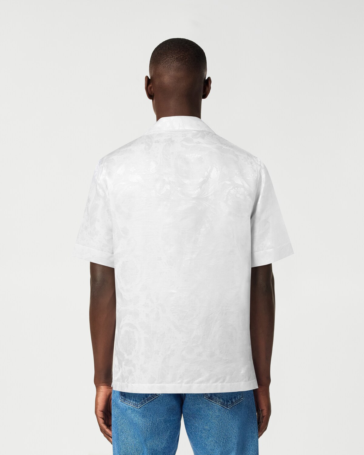 Versace Jacquard Silk-Blend Shirt White 5