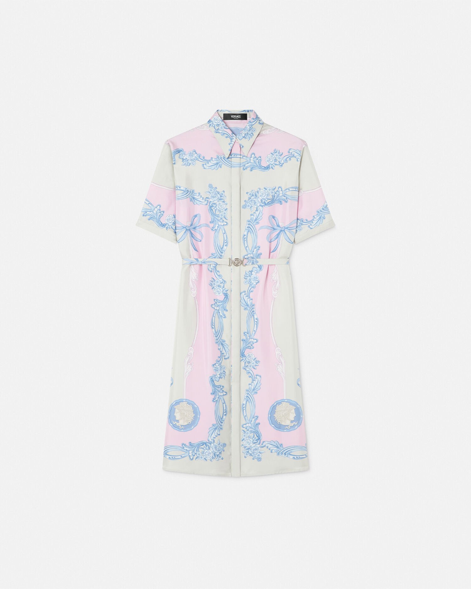 可愛いクリスマスツリーやギフトが！ Cameo Silk VERSACE | Print Dress Shirt Mini ワンピース