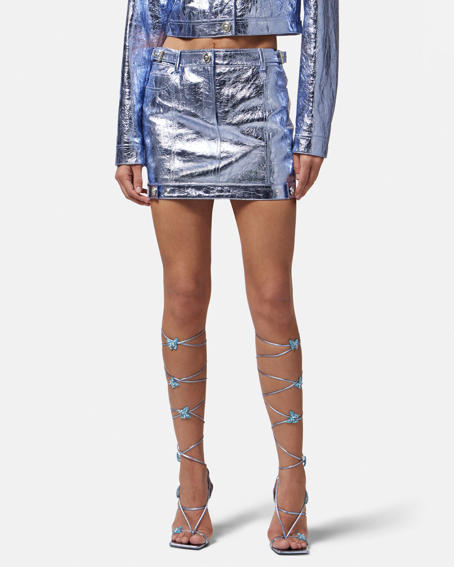 Metallic Leather Mini Skirt