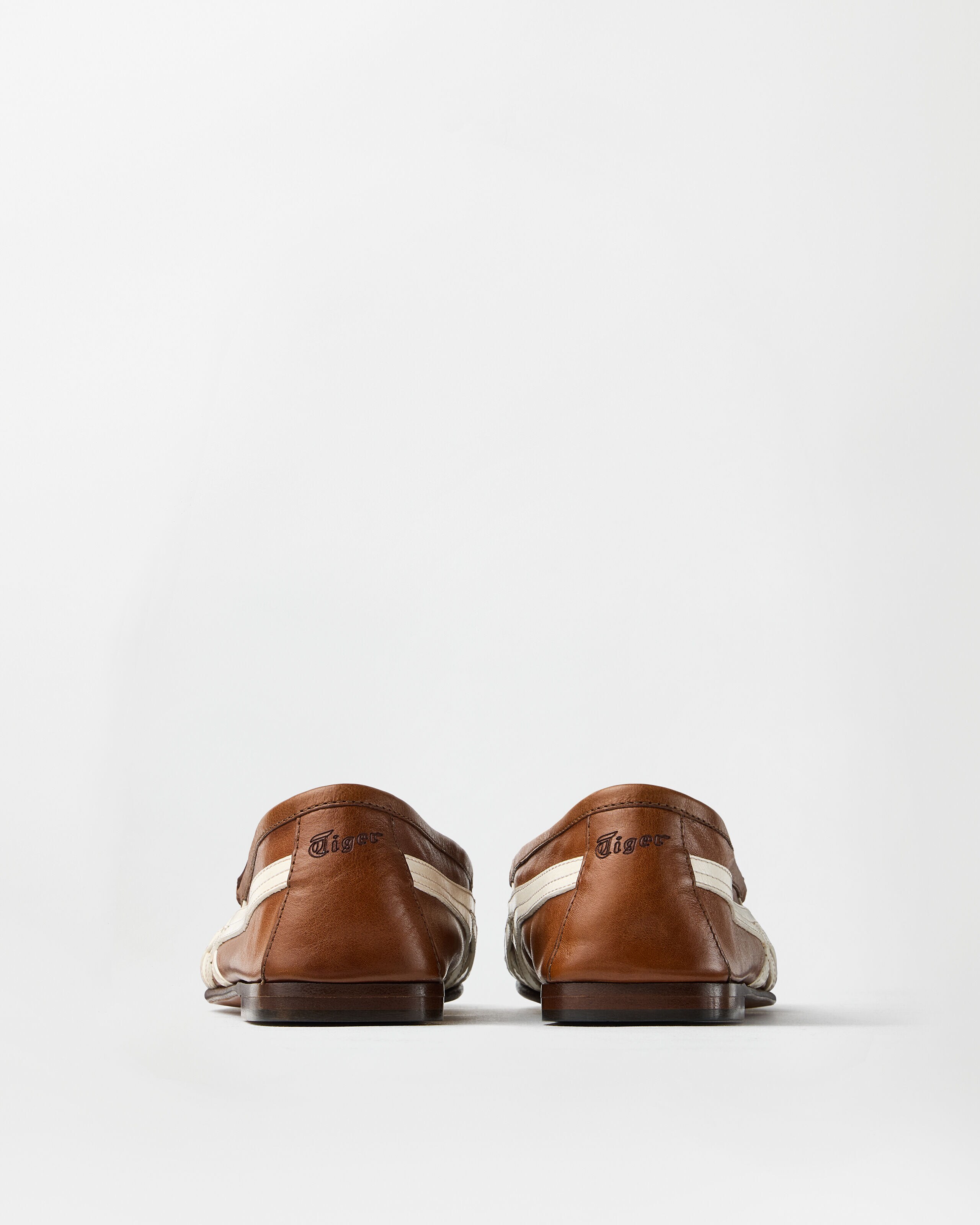 Sakura Leather Loafers Brown,White | VERSACE US