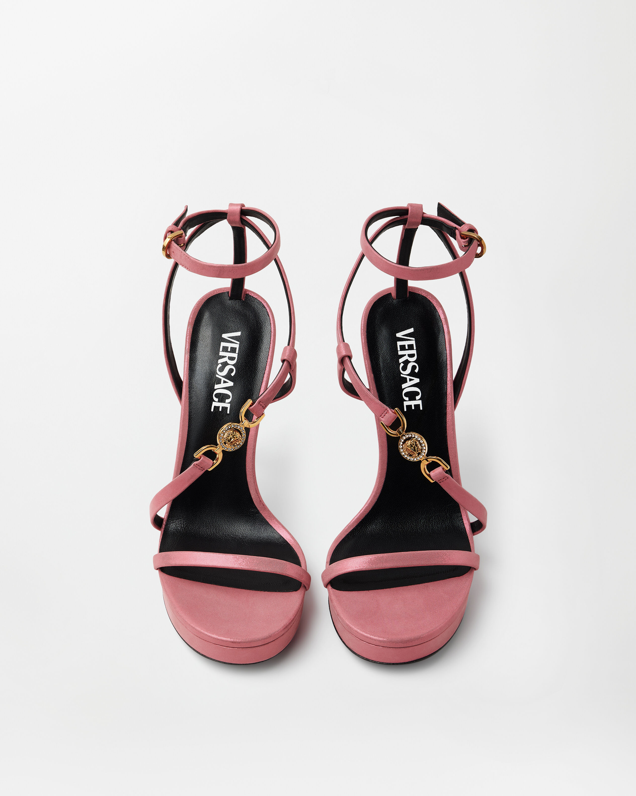 Medusa '95 Embellished Leather Sandals 115 mm Pink | VERSACE US
