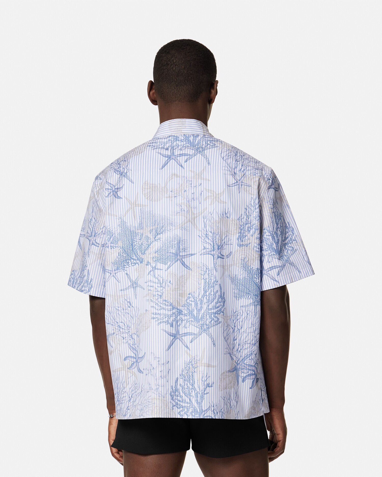 Barocco Sea Striped Shirt Blue,Print | VERSACE