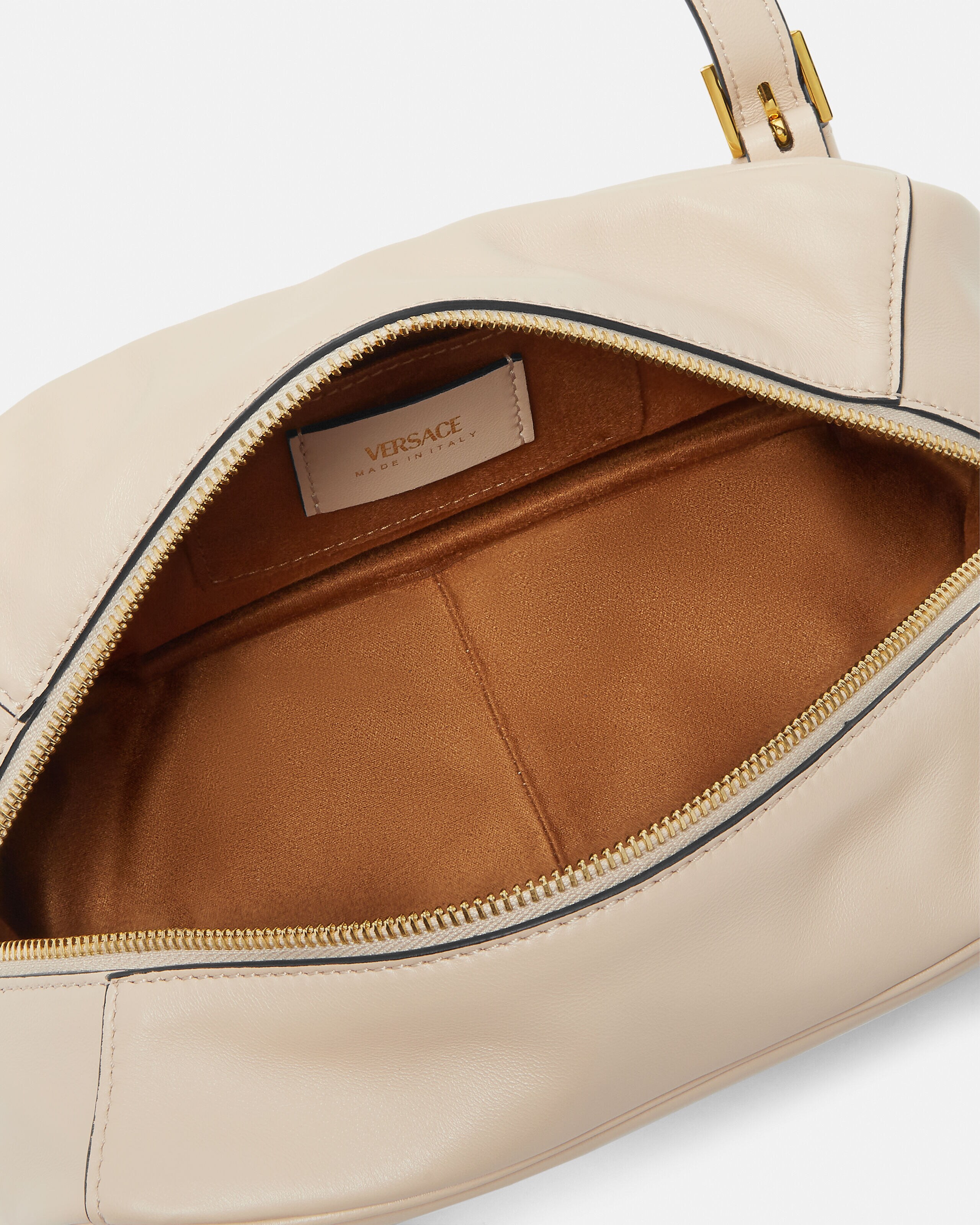 Versace Tag Nappa Bowling Bag Beige | VERSACE IN