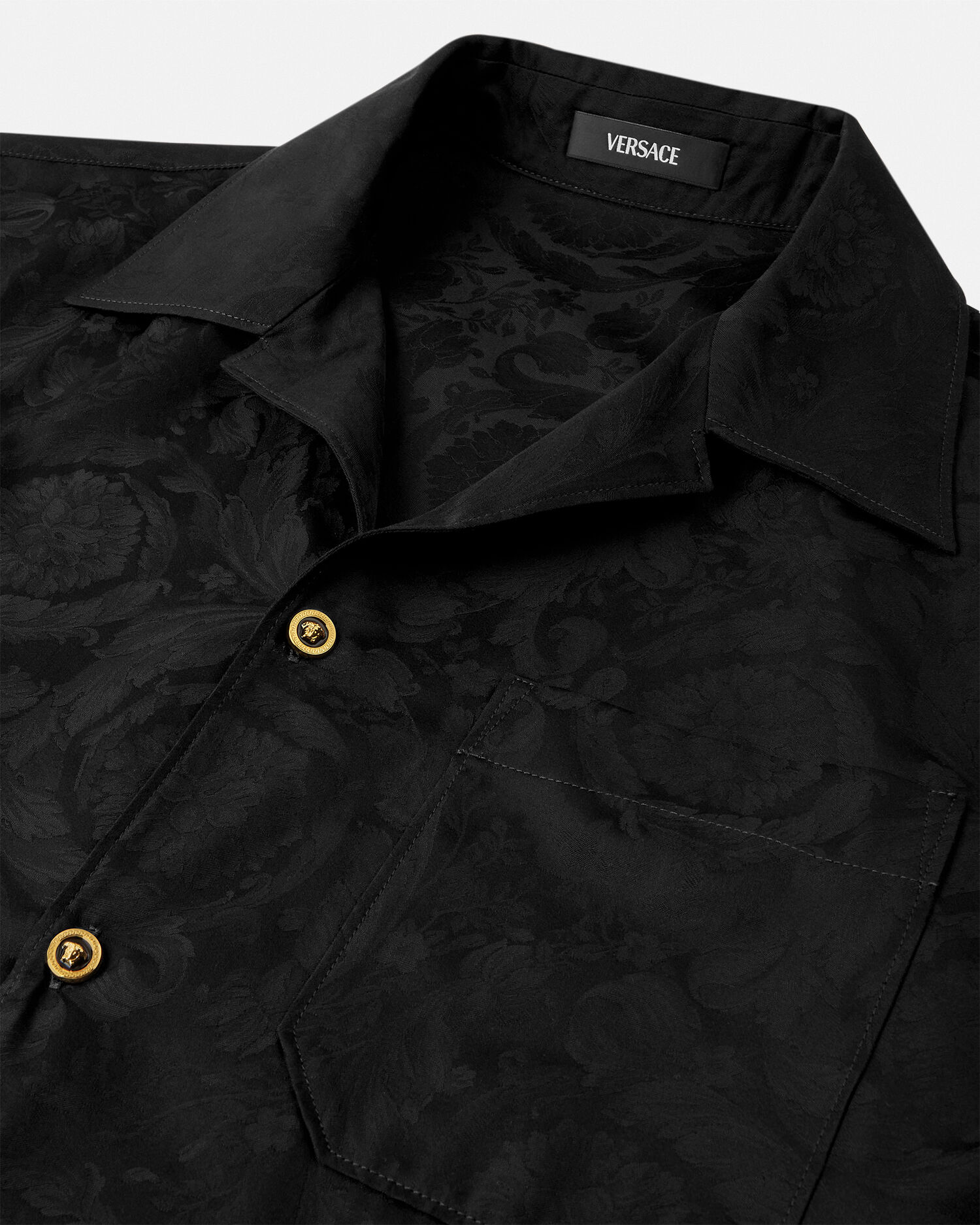Jacquard Cotton-Poplin Shirt Black | VERSACE US