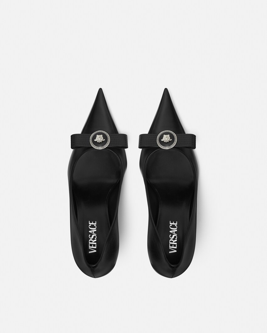 ‏‫أحذية بكعب عالٍ‬ جلدية Gianni Ribbon‏ 85 مم أسود+فضي 4