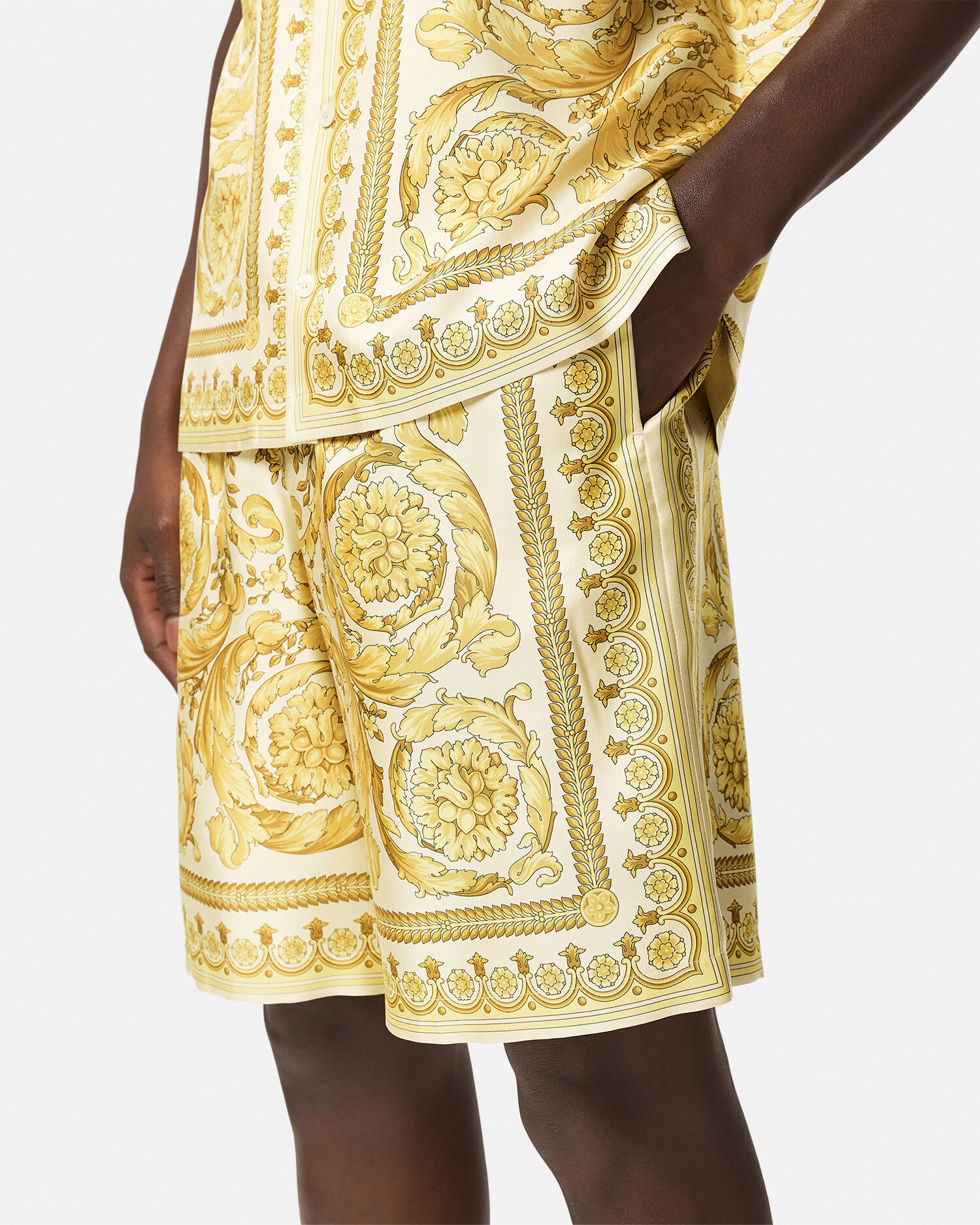 Yellow silk shorts outlet
