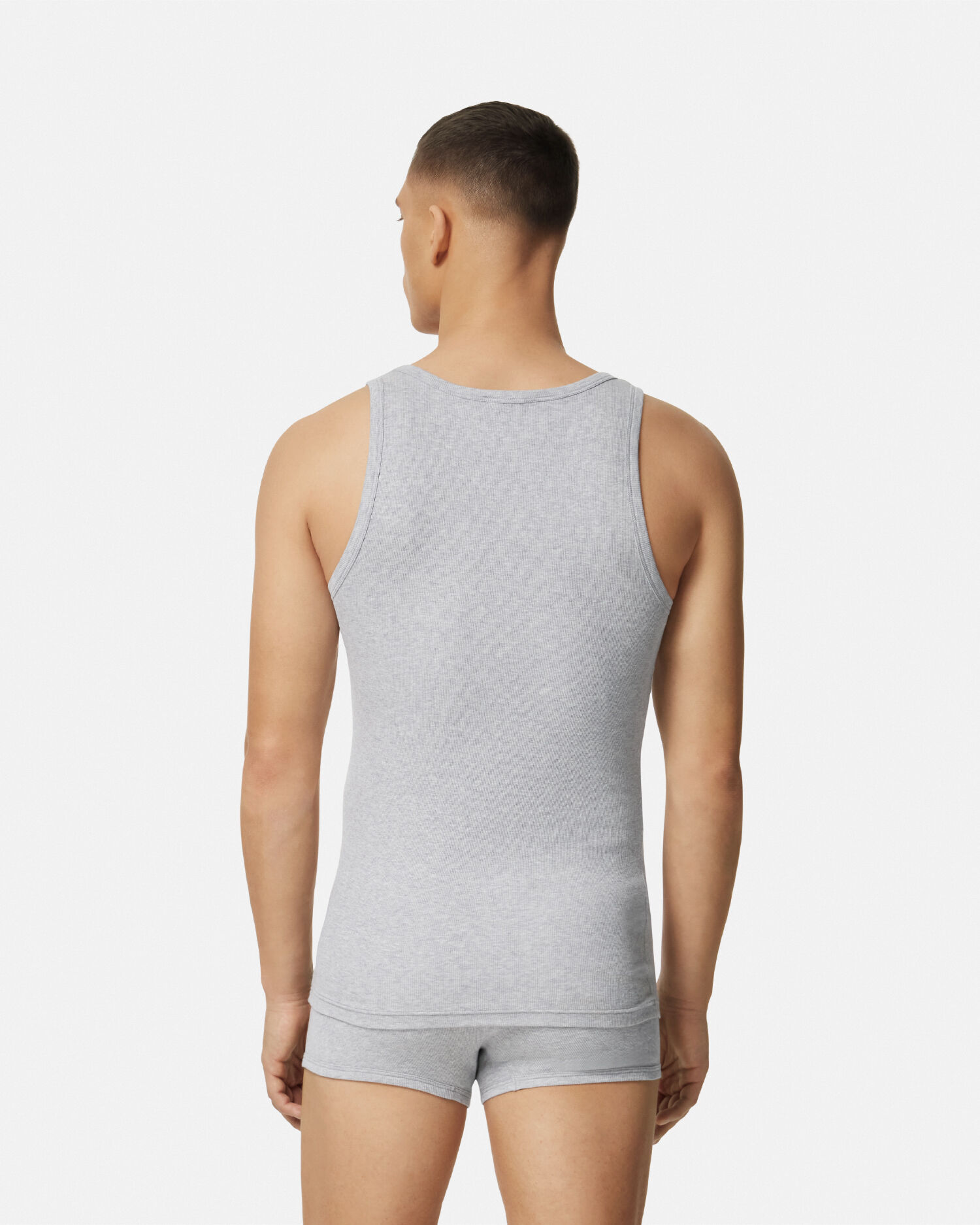 Cotton Ribbed Tank Top Gray | VERSACE US