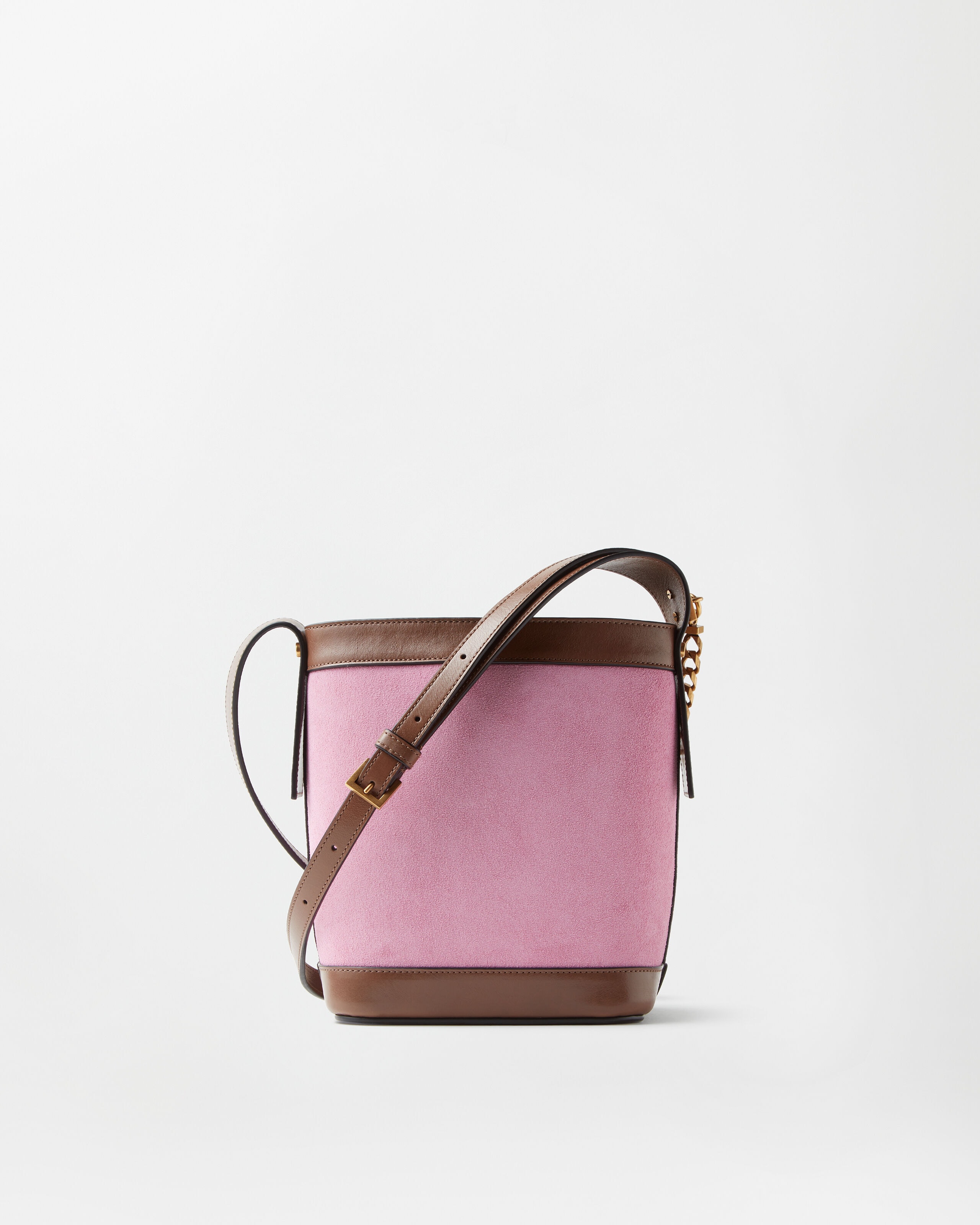 Pivot Mini Suede Bucket Bag Pink | VERSACE US